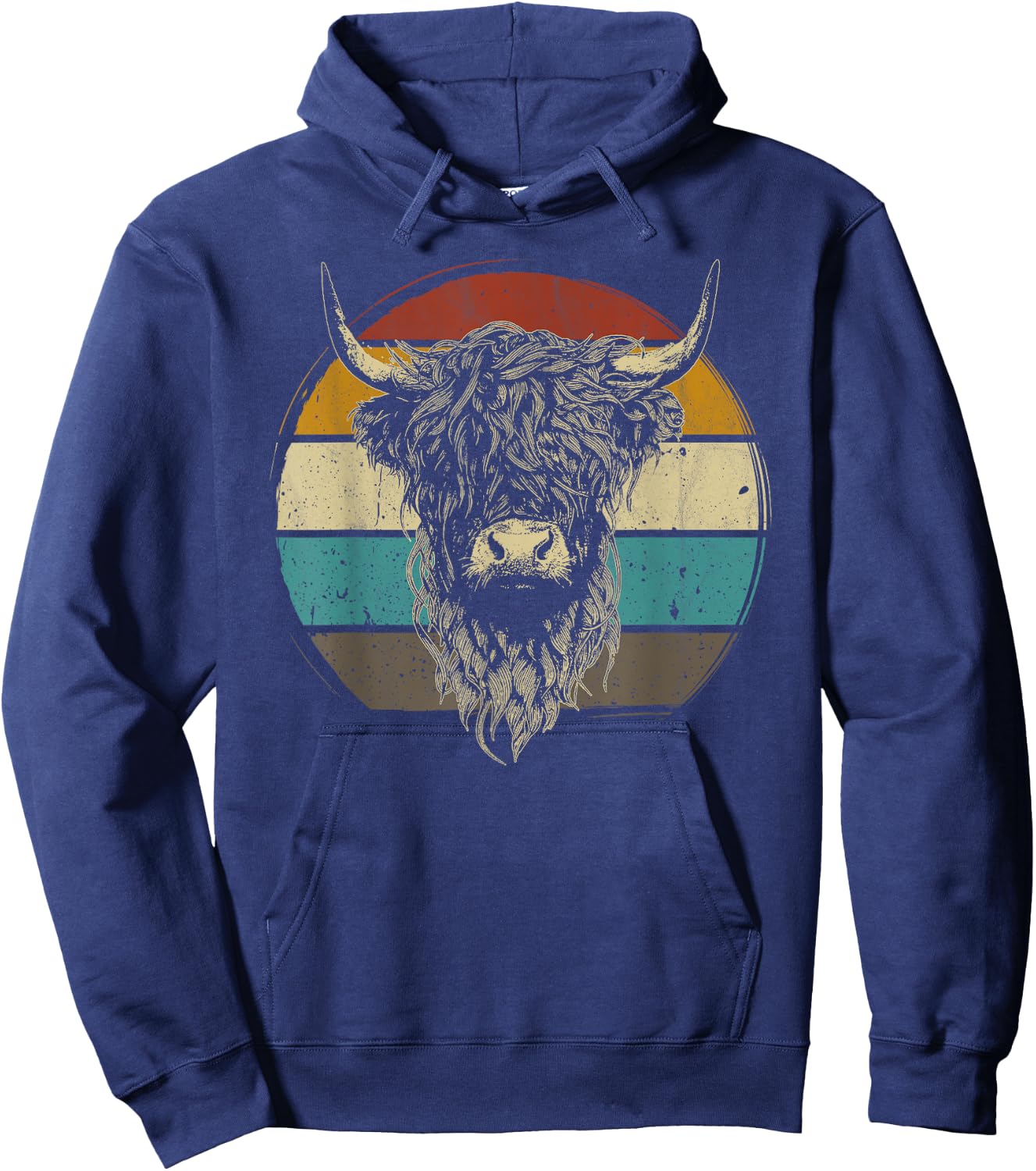 Scottish Highland Cow Cattle Hairy Cow Retro for cow lovers Hoodie - Hoodie | Navy
