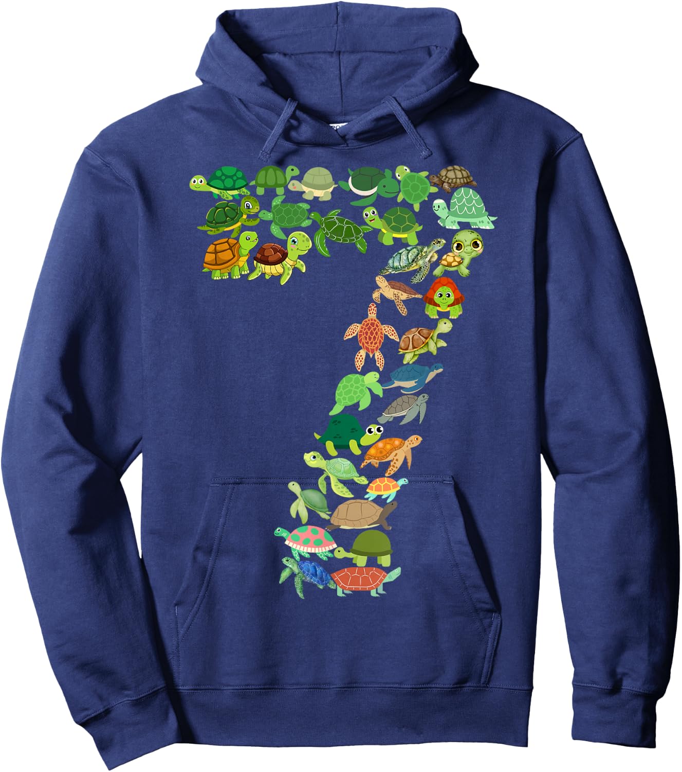 Kids 7th Birthday Sea Turtle Tortoise Themed 7 Years Old Boy Hoodie - Hoodie | Navy