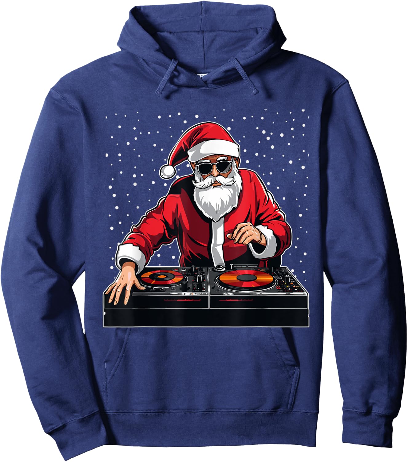 Dj Santa Singing Christmas Pajama Disc Jockey Music Lover Hoodie - Hoodie | Navy