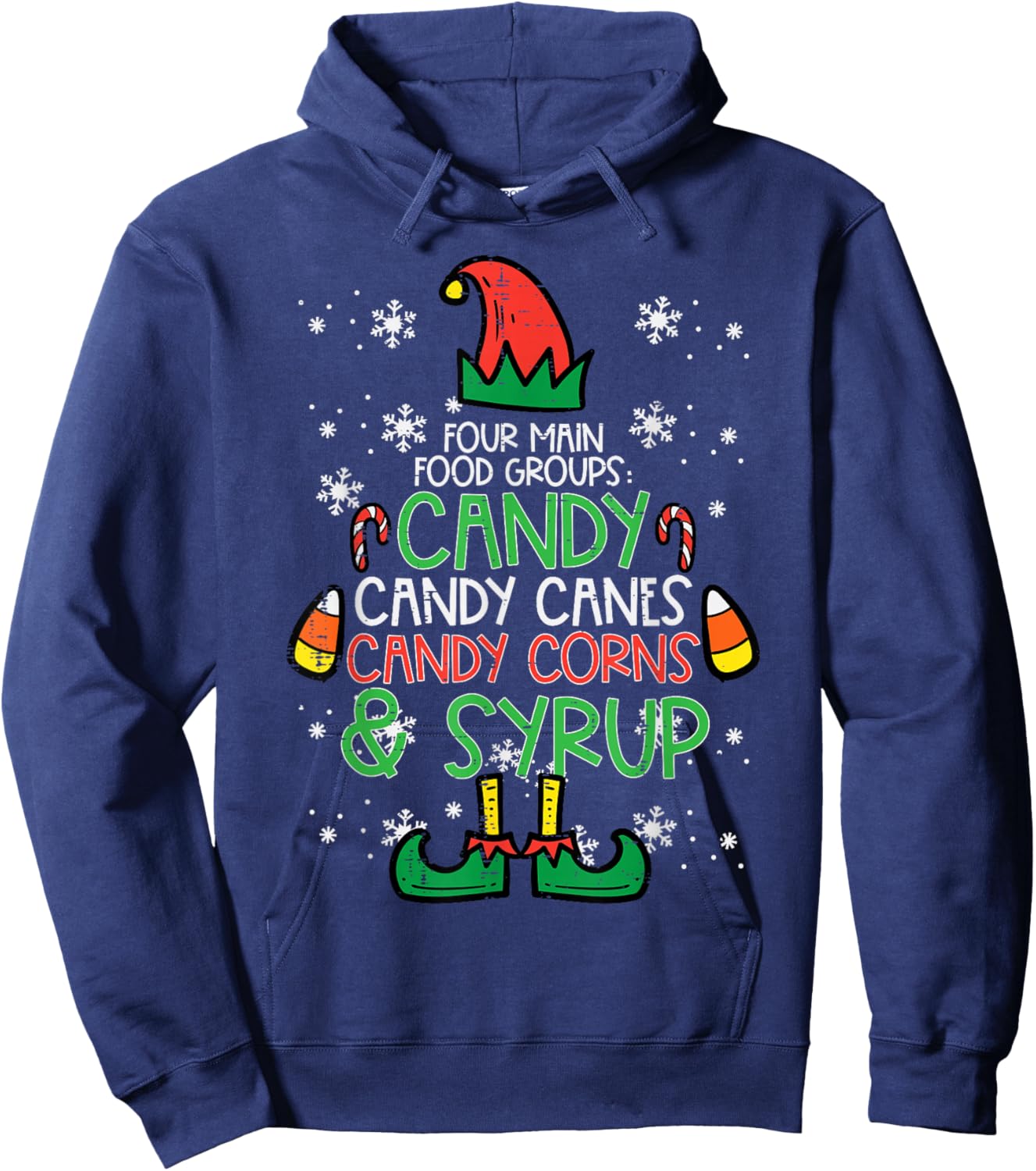 Christmas Food Groups Funny Xmas Candy Cane Men Women Kids Hoodie - Hoodie | Navy