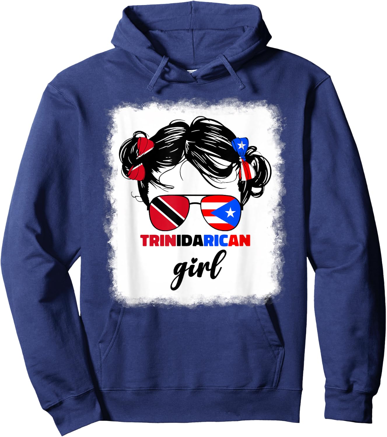 Trinidad And Puerto Rican Rico Flag Trinidadian Kids Girls Hoodie - Hoodie | Navy