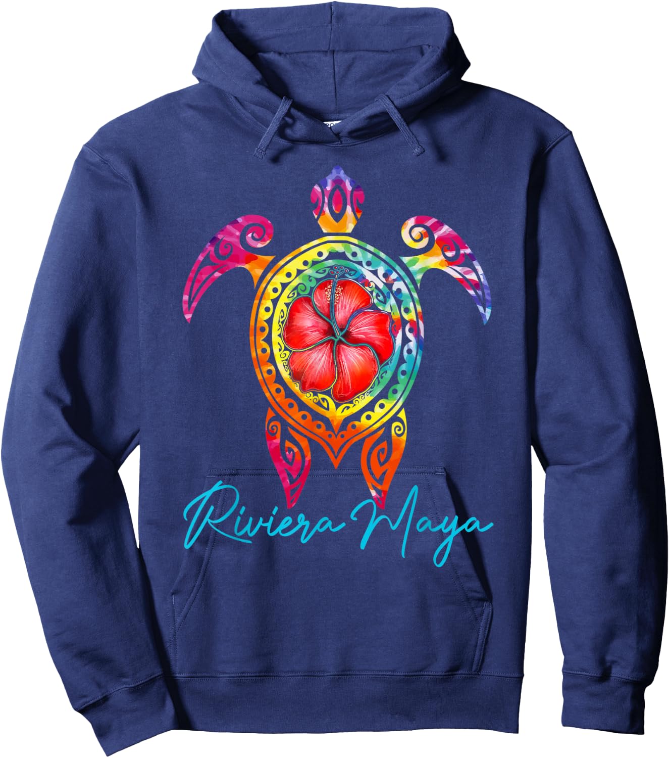 Riviera Maya Mexico Tie Dye Sea Turtle Family Vacation 2025 Hoodie - Hoodie | Navy