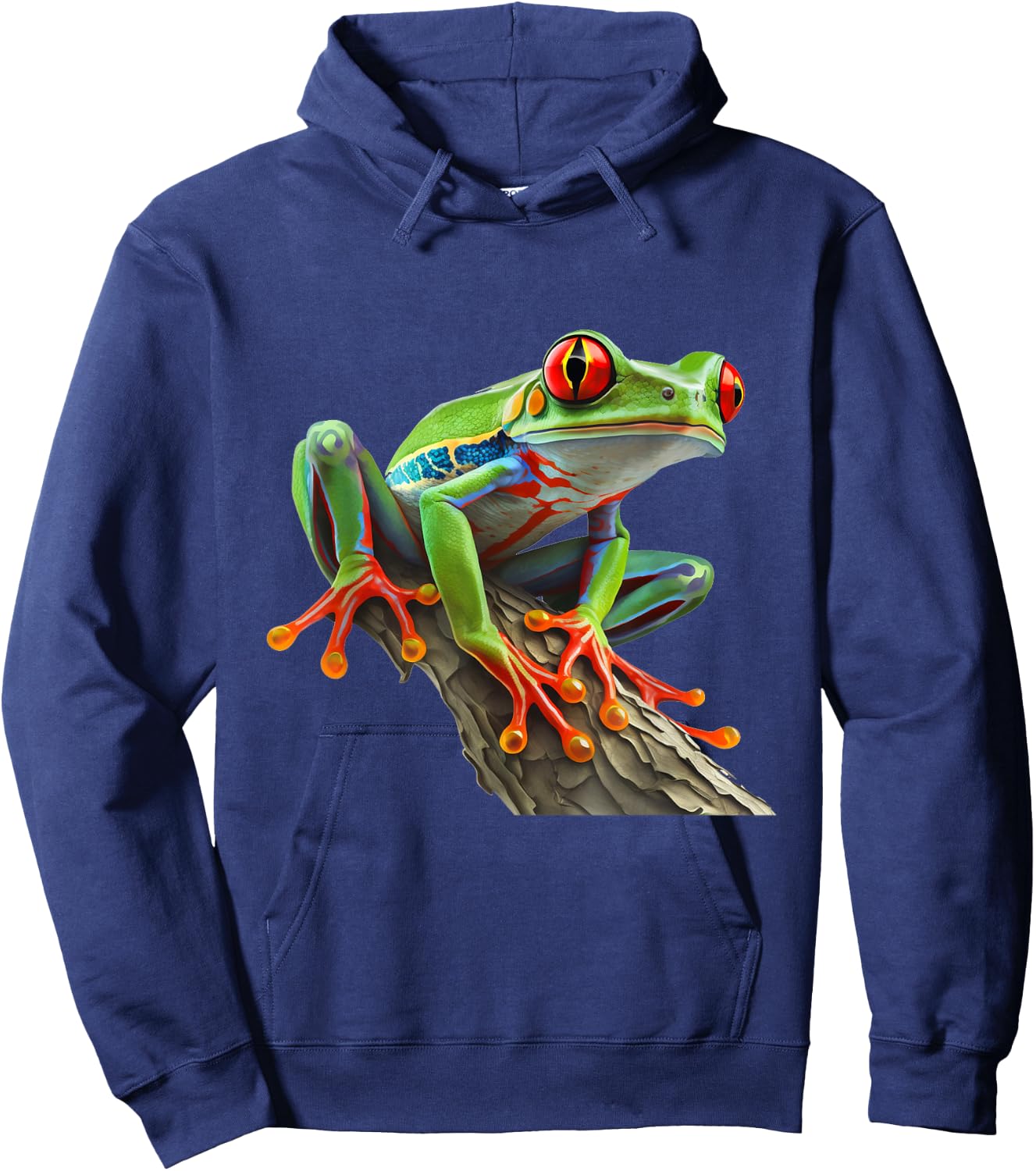 Red Eyed Tree Frog Leaping Frog Leaves Rainforest Amphibian Hoodie - Hoodie | Navy