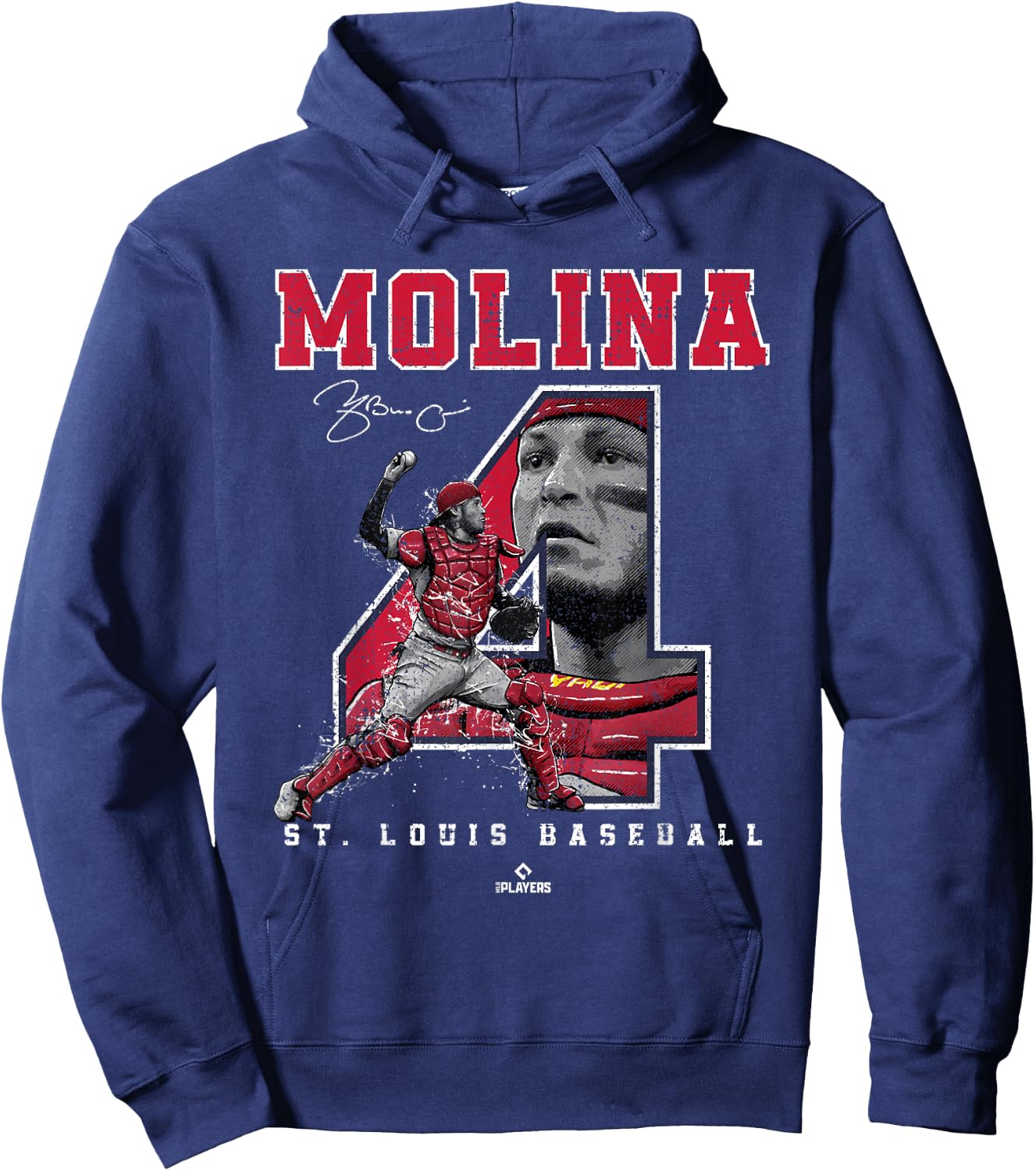 Number and Portrait Yadier Molina St Louis MLBPA Hoodie - Hoodie | Navy