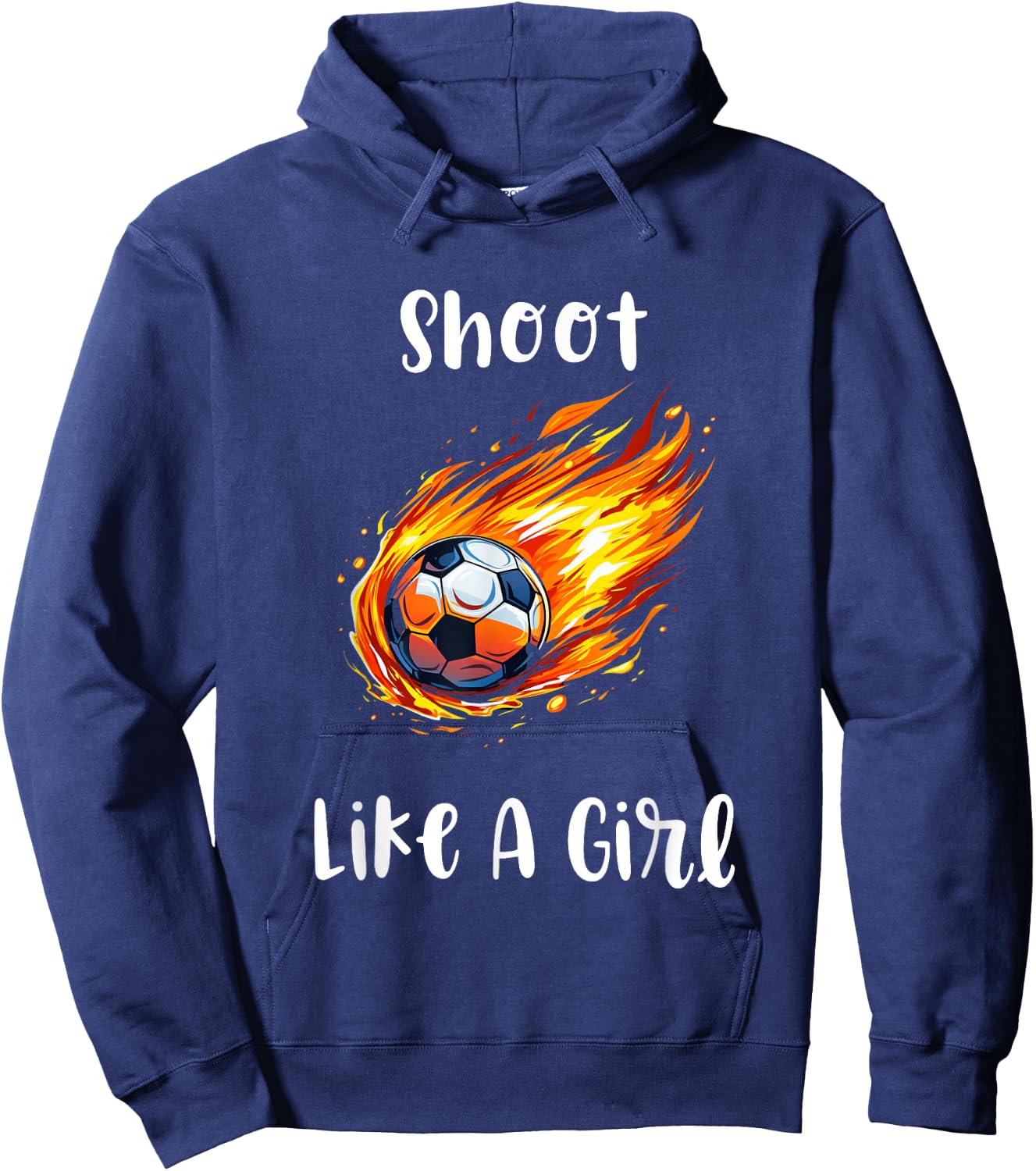 Shoot Like A Girl Fire Soccer Ball Kids Sports Girls Hoodie - Hoodie | Navy