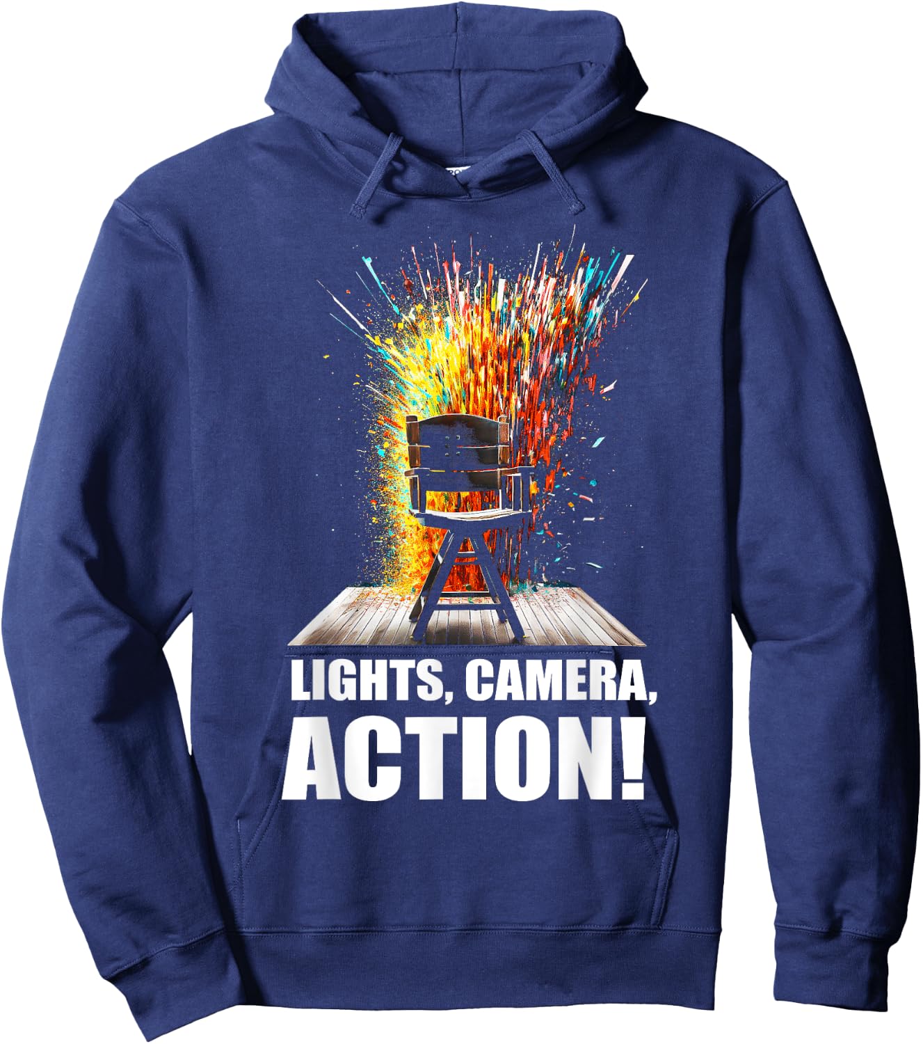 Lights Camera Action Movie Director Movie Clapper Board Hoodie - Hoodie | Navy