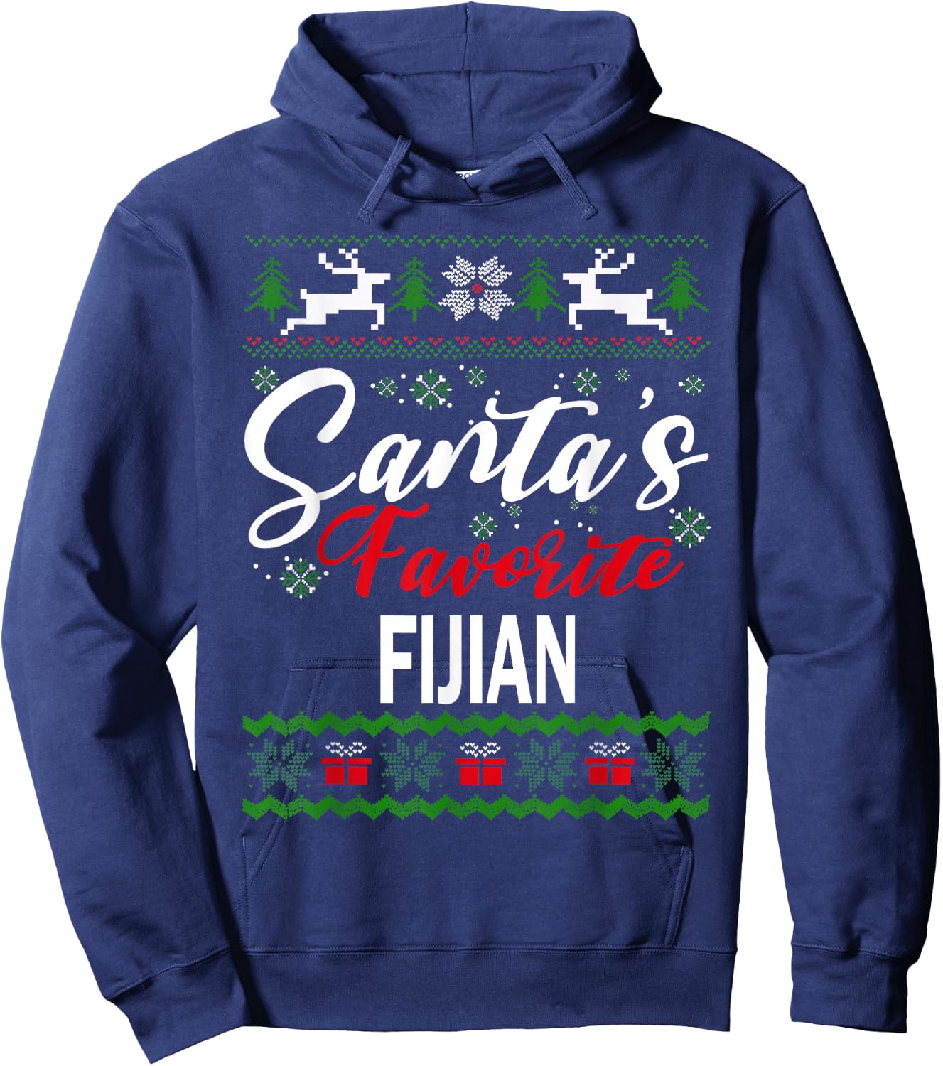 Santas Favorite Fijian Fiji Christmas Ugly Sweater Hoodie - Hoodie | Navy