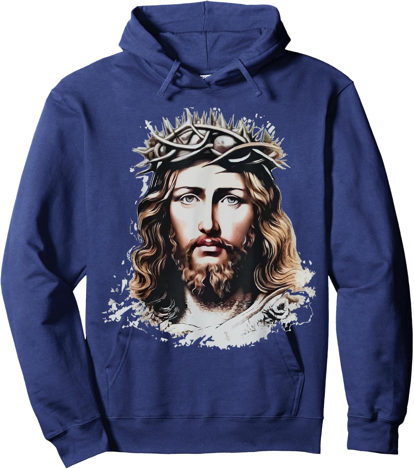 Face of Jesus Christ Crown of Thorns Catholic Faith Hoodie - Hoodie | Navy
