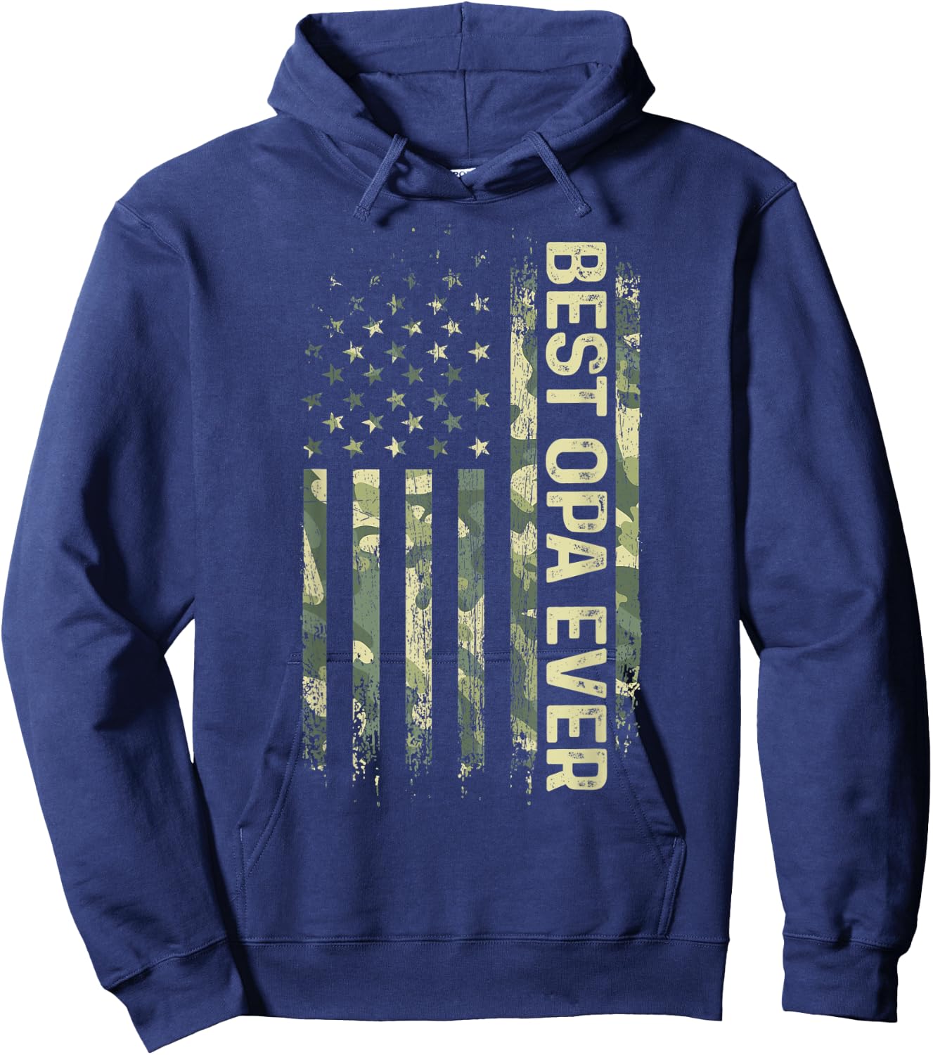 Best Opa Ever Camouflage American Flag Father's Day Hoodie - Hoodie | Navy