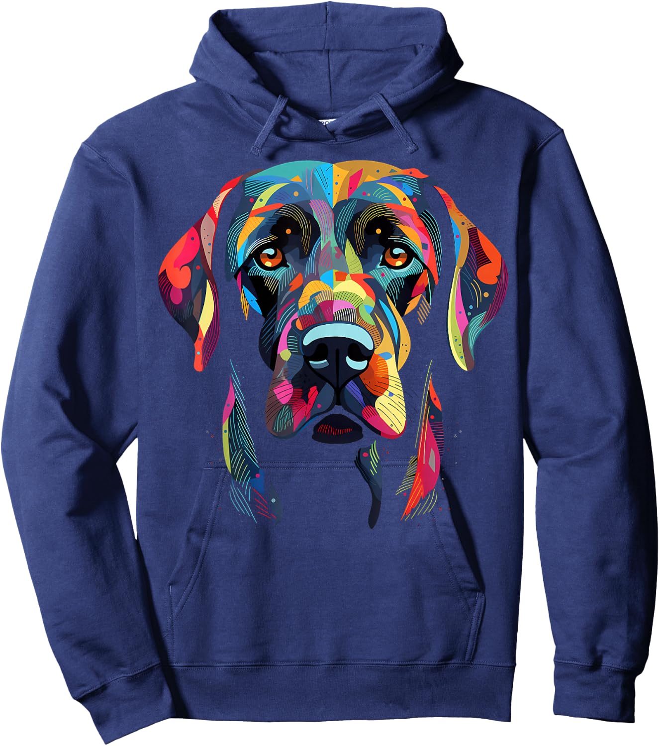 Labrador Retriever Colorful Dog Face Funny Lab Lover Black Hoodie - Hoodie | Navy