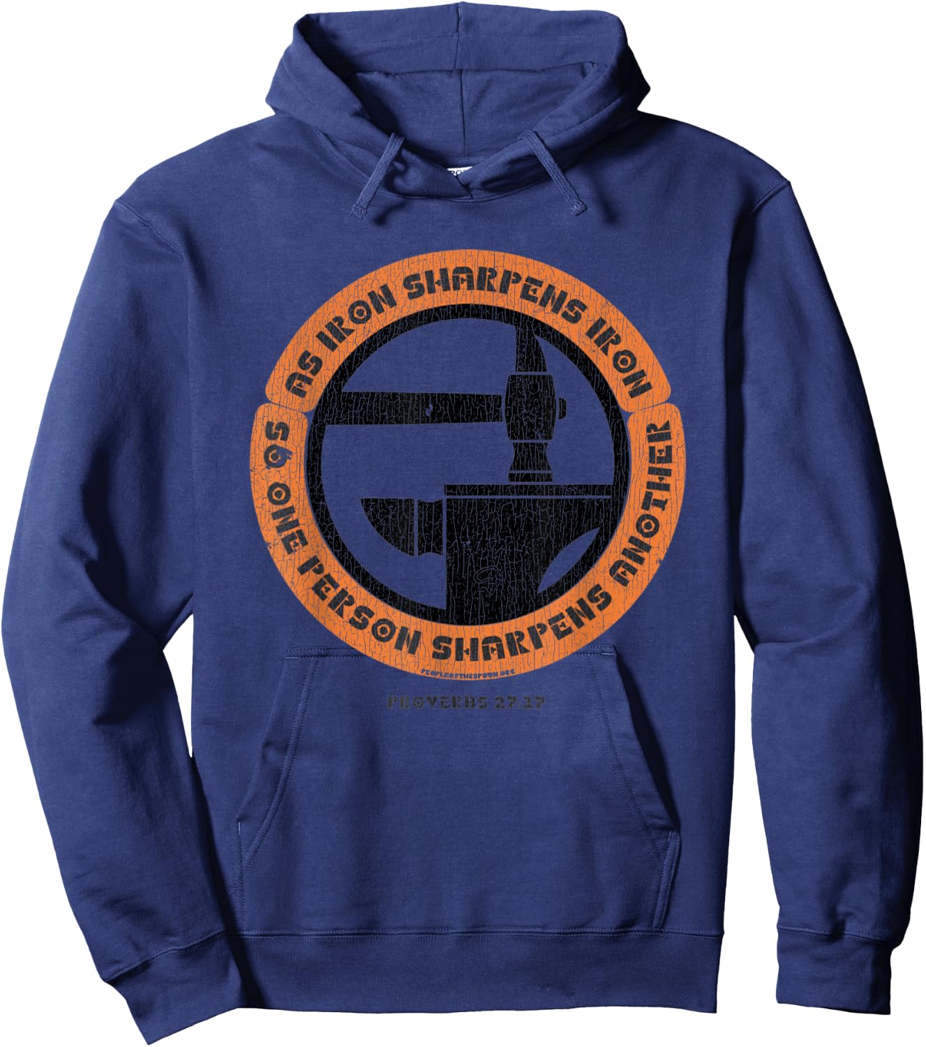 Vintage As Iron Sharpens Iron Christian Hoodie - Hoodie | Navy