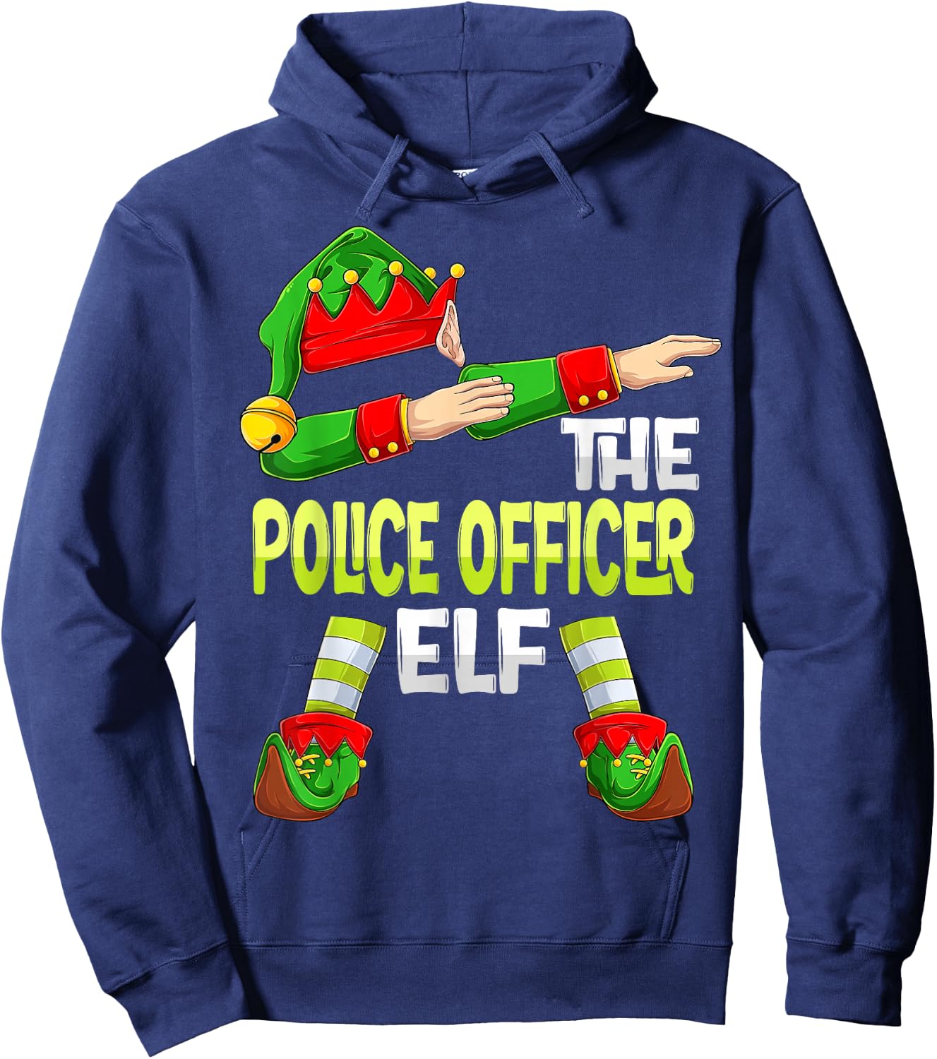 Dabbing Elf Christmas Policeman The Police Officer Elf Hoodie - Hoodie | Navy