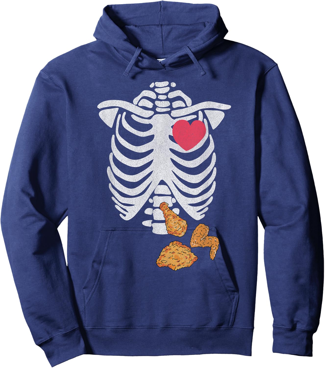 Fried Chicken Lover Halloween Skeleton Xray Costume Hoodie - Hoodie | Navy