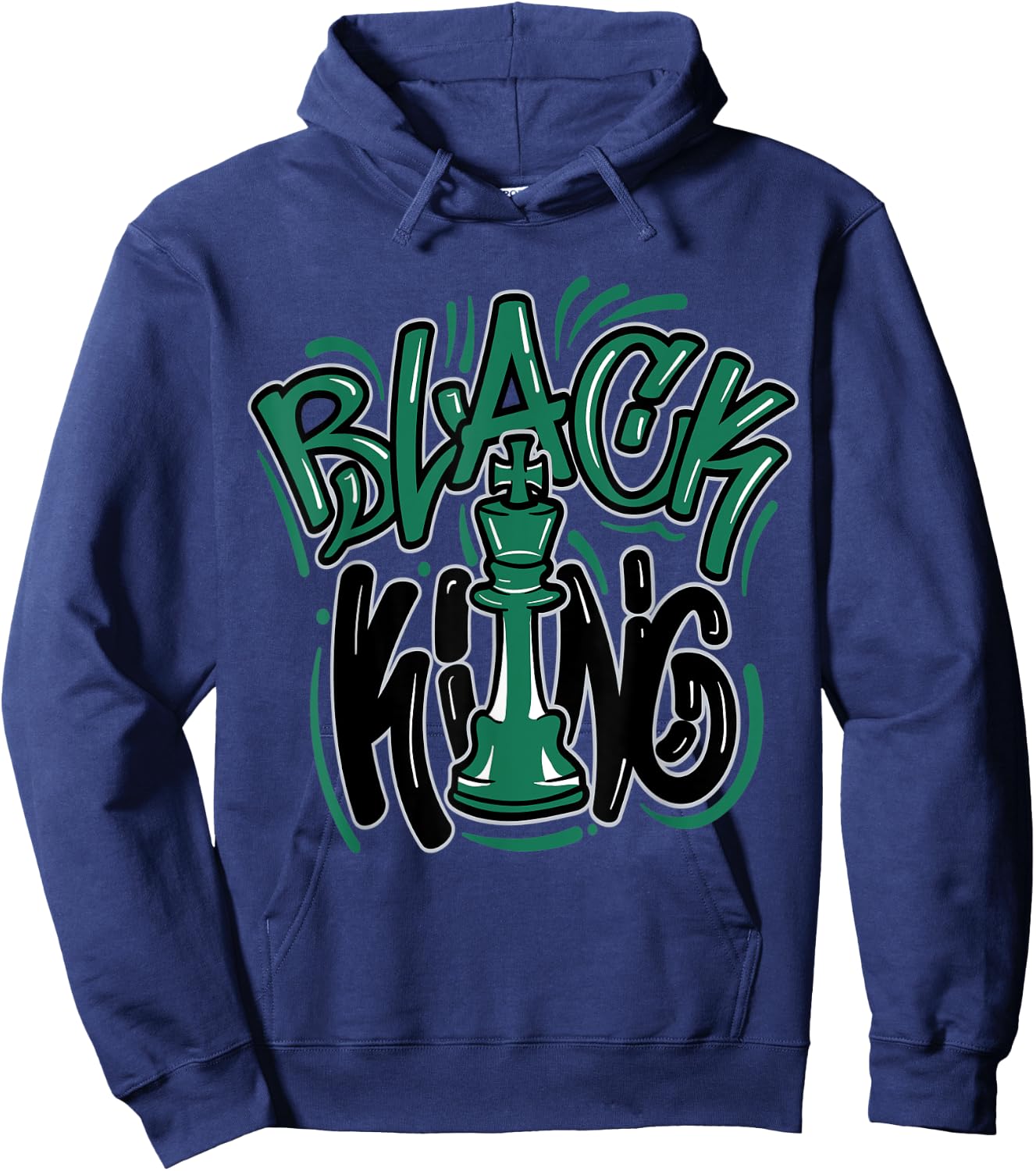 Black King Match 3s Retro Pine Green Hoodie - Hoodie | Navy