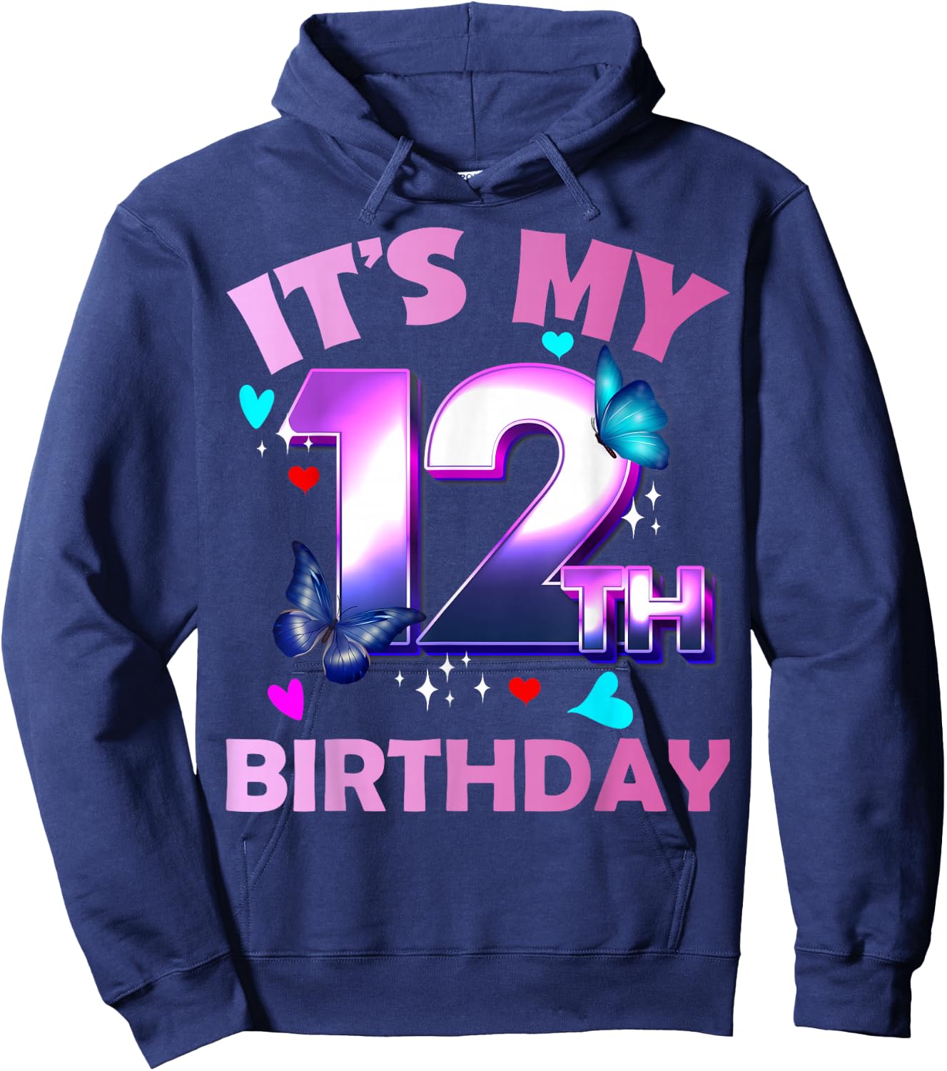 Butterflies - Girls and Boys - It´s My 12th Birthday Hoodie - Hoodie | Navy