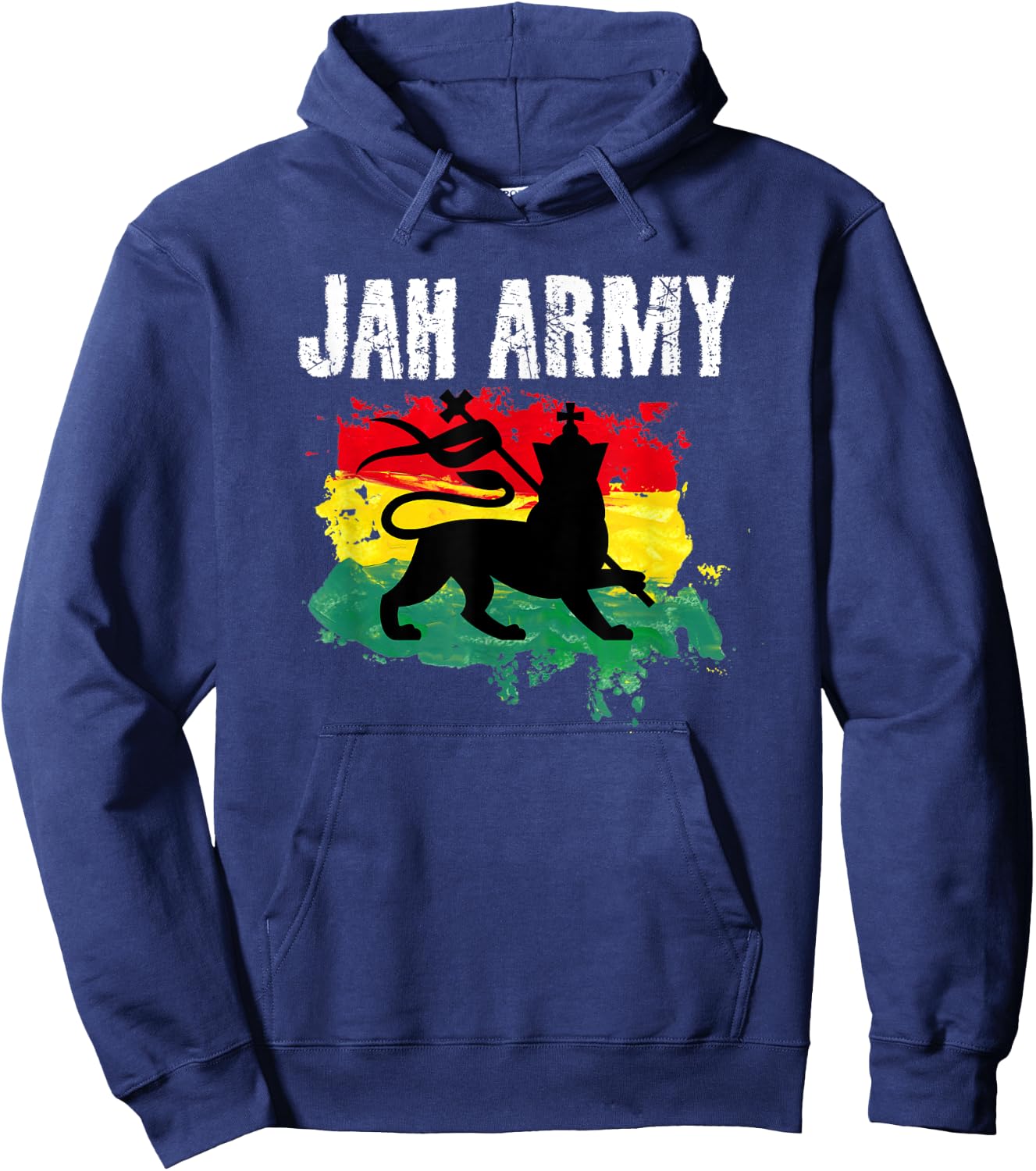 Jah Jah Army Rastafarian Clothing Jamaica Souvenir Reggae Hoodie - Hoodie | Navy