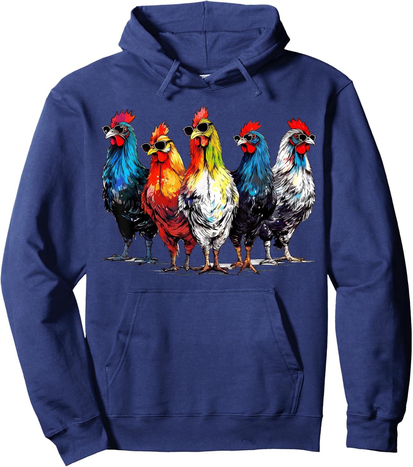 Cool Rooster Wearing Sunglasses Farmer Retro Farm Animals Hoodie - Hoodie | Navy