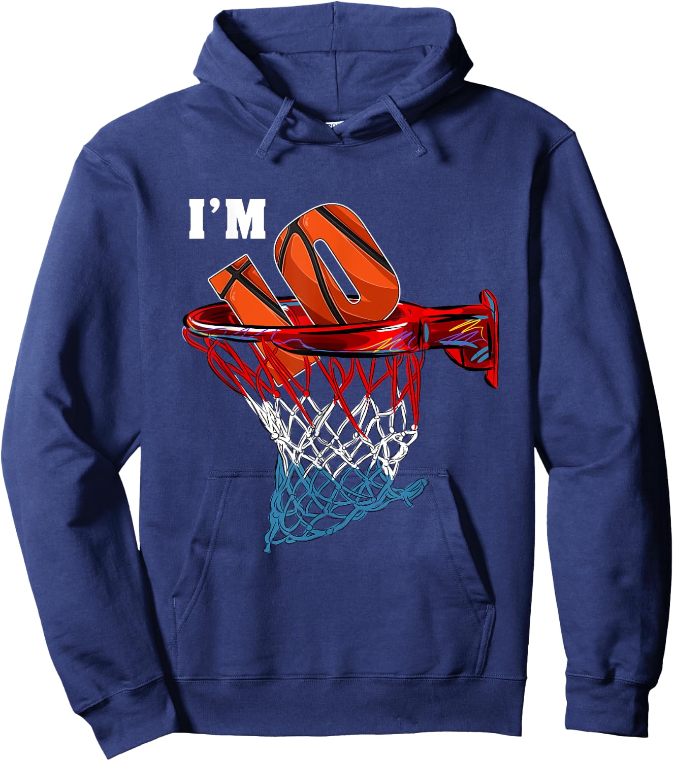 Basketball Net Ball Game I'm 10 Years Old Gift Birthday Hoodie - Hoodie | Navy