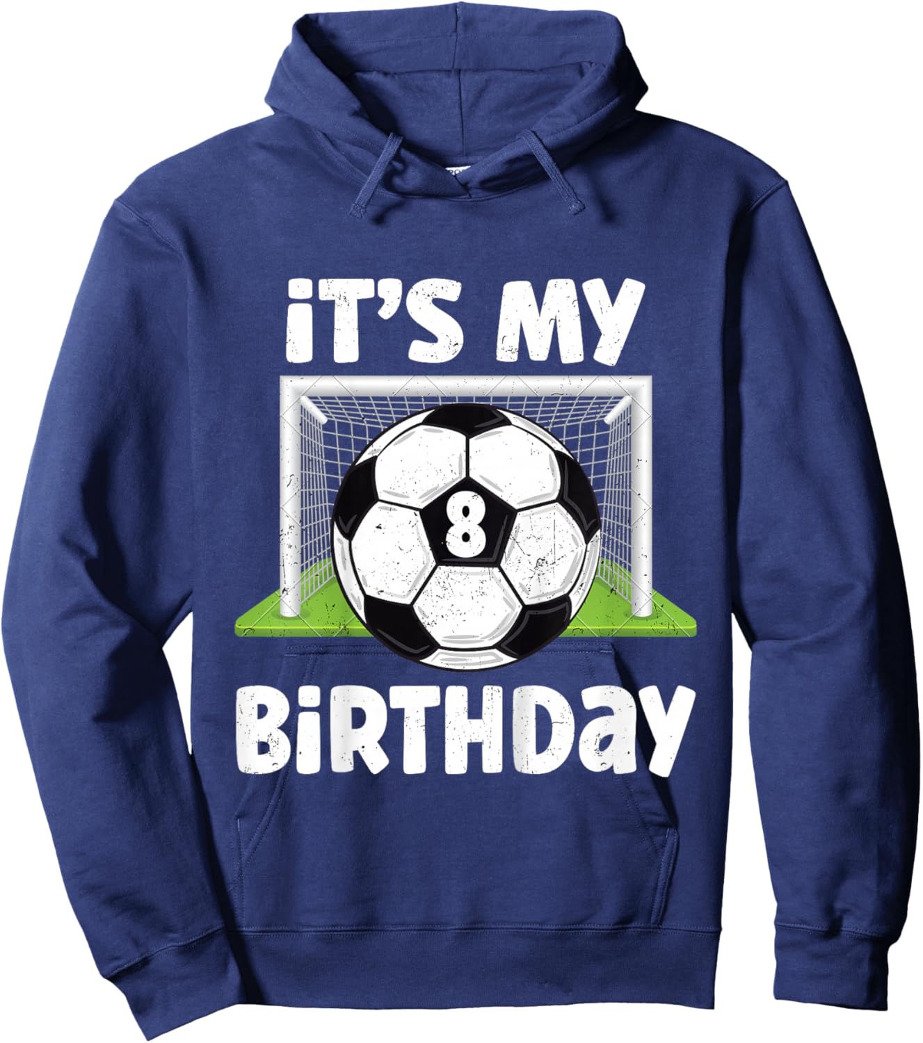 Kids 8 Years Old Soccer 8th Birthday Player Kids B-Day Party Hoodie - Hoodie | Navy