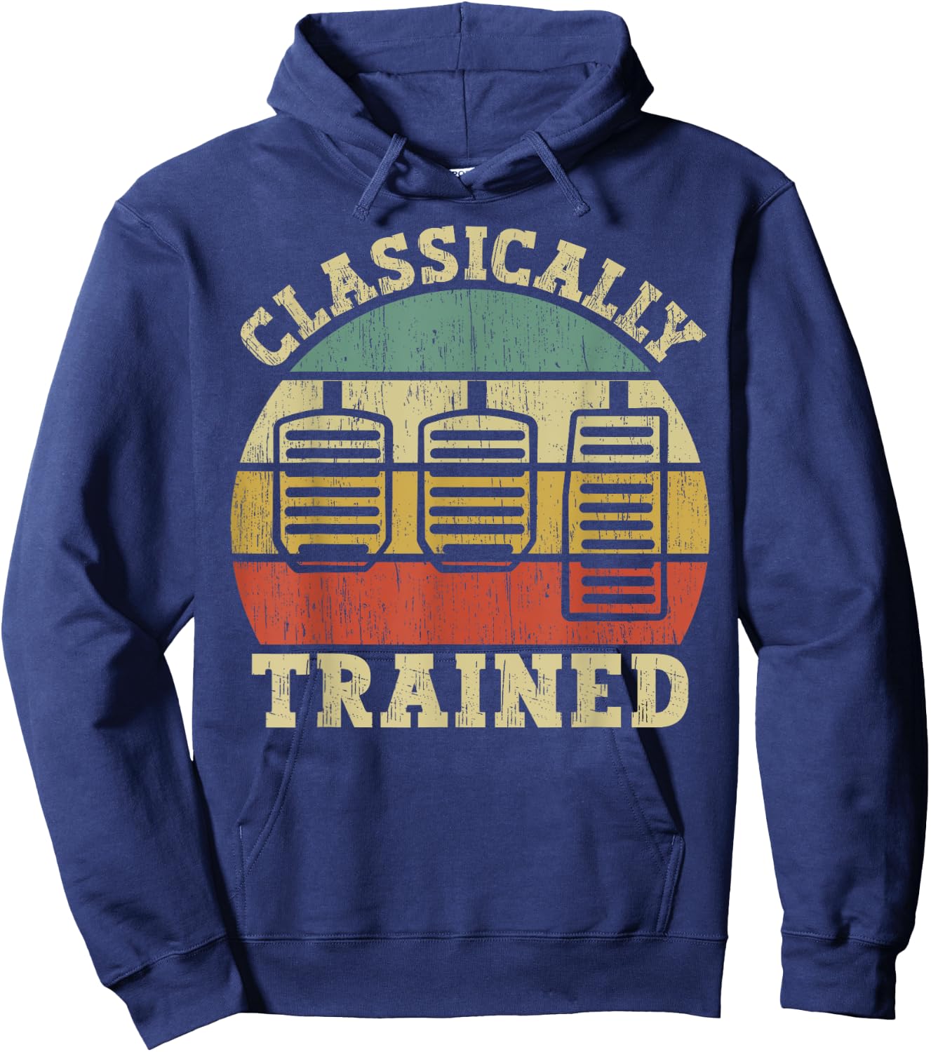 Vintage Three Pedals Classically Trained Manual Transmission Hoodie - Hoodie | Navy