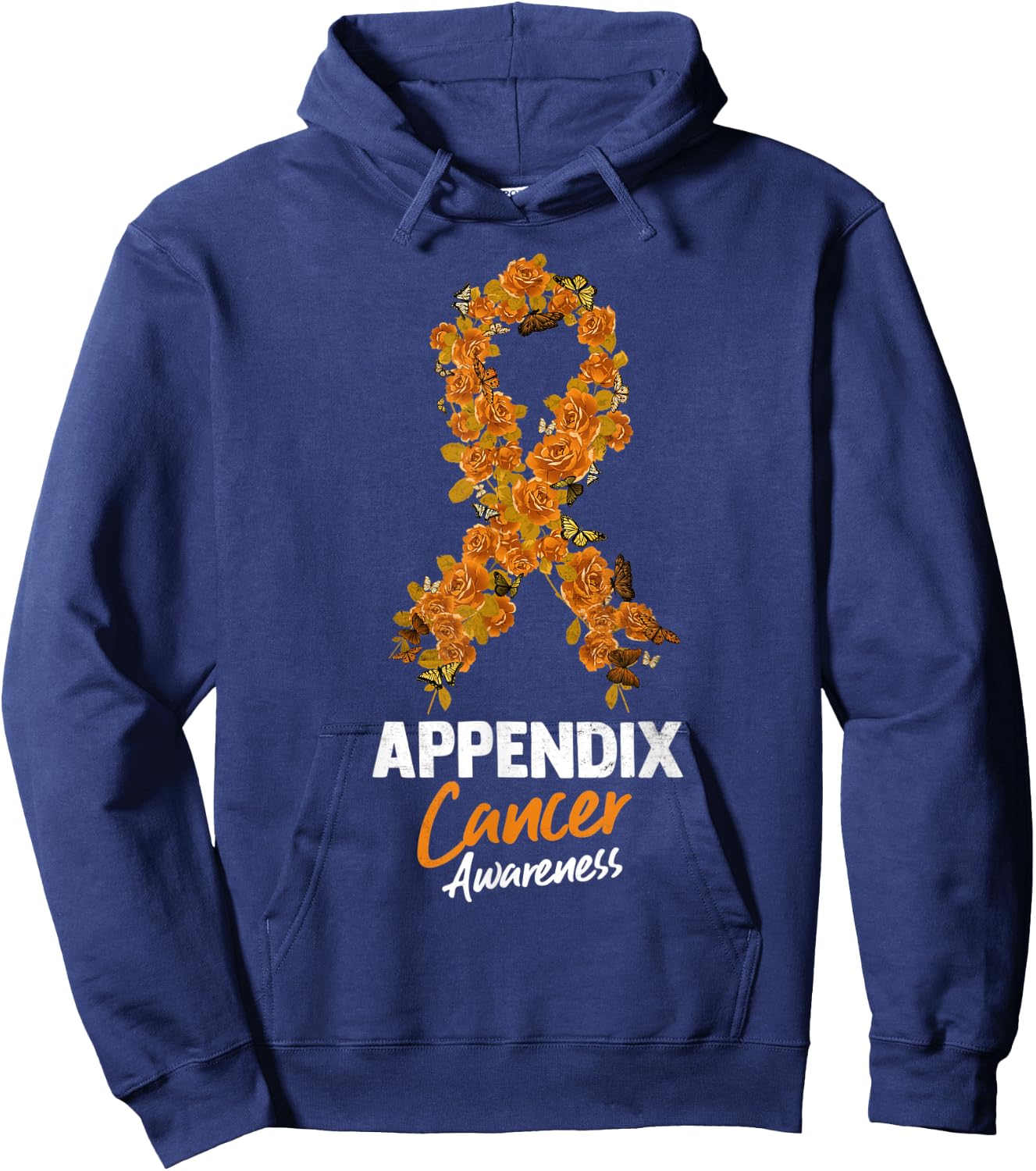 Amber Ribbon Appendix Cancer Awareness Hoodie - Hoodie | Navy