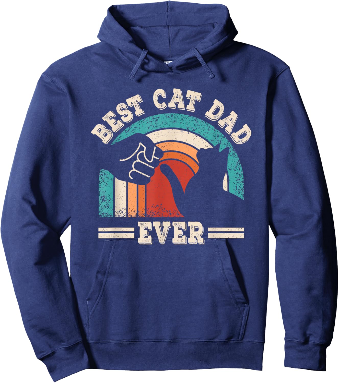 Best Cat Dad Ever Funny Retro Cat Lover Vintage Men Hoodie - Hoodie | Navy
