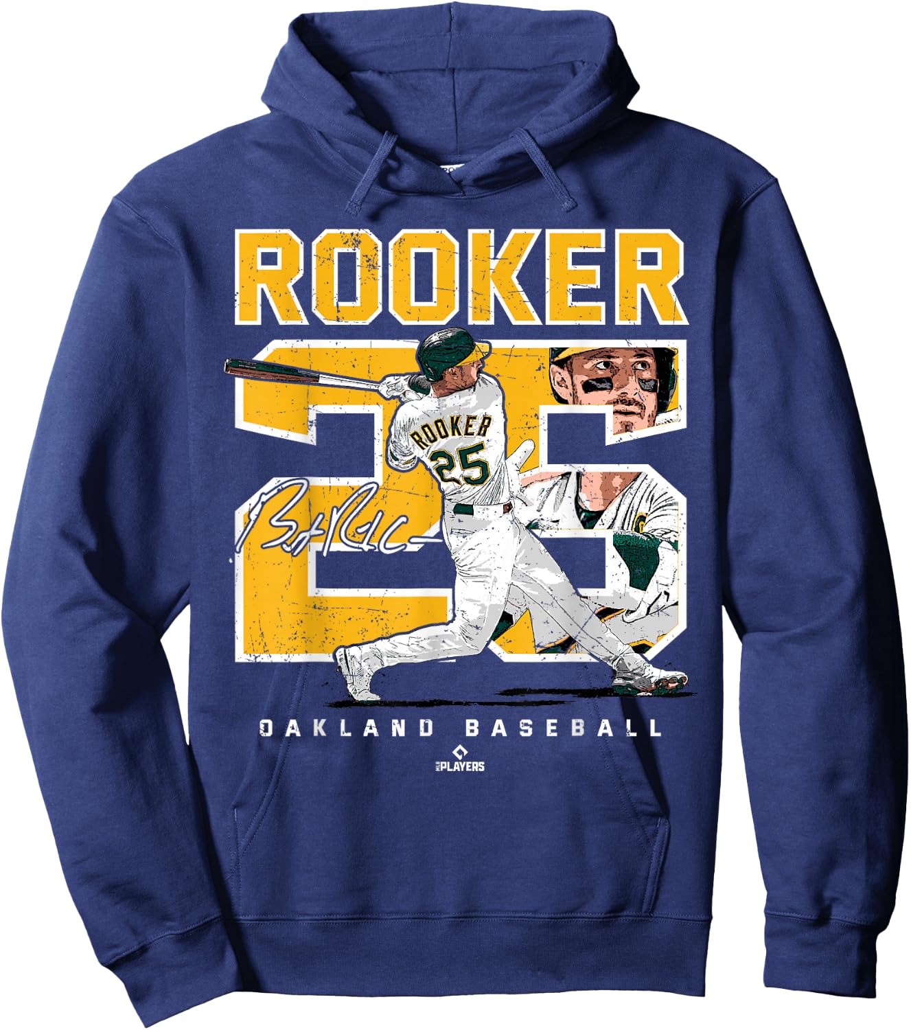 Number and Portrait Brent Rooker Oakland Hoodie - Hoodie | Navy