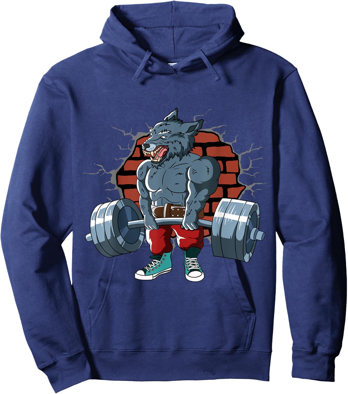Fitness Alpha Wolf doing Deadlift Workout Training Gym Hoodie - Hoodie | Navy