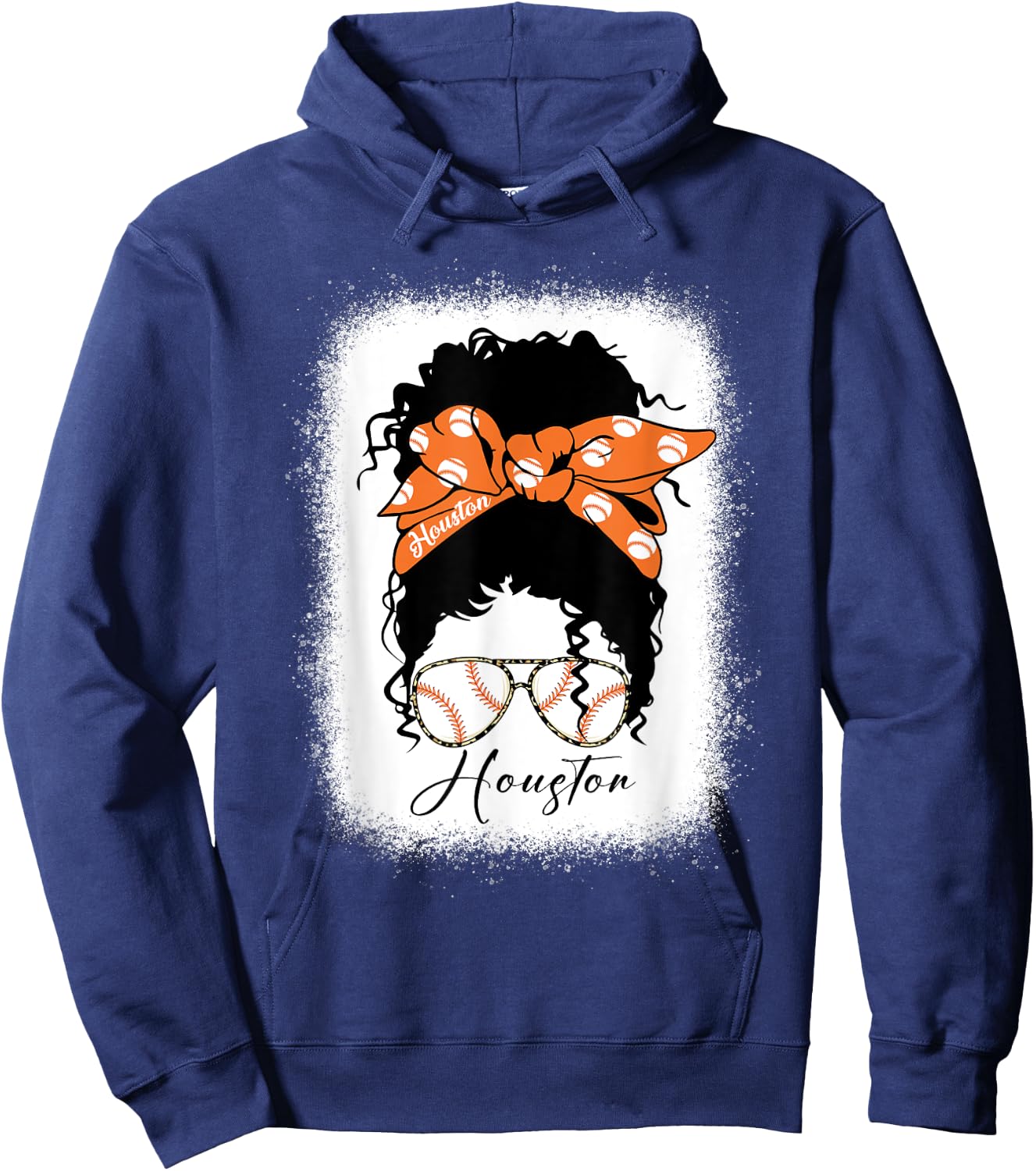 Messy Bun Bleached Houstion Souvenir I Love Houstion Women Hoodie - Hoodie | Navy