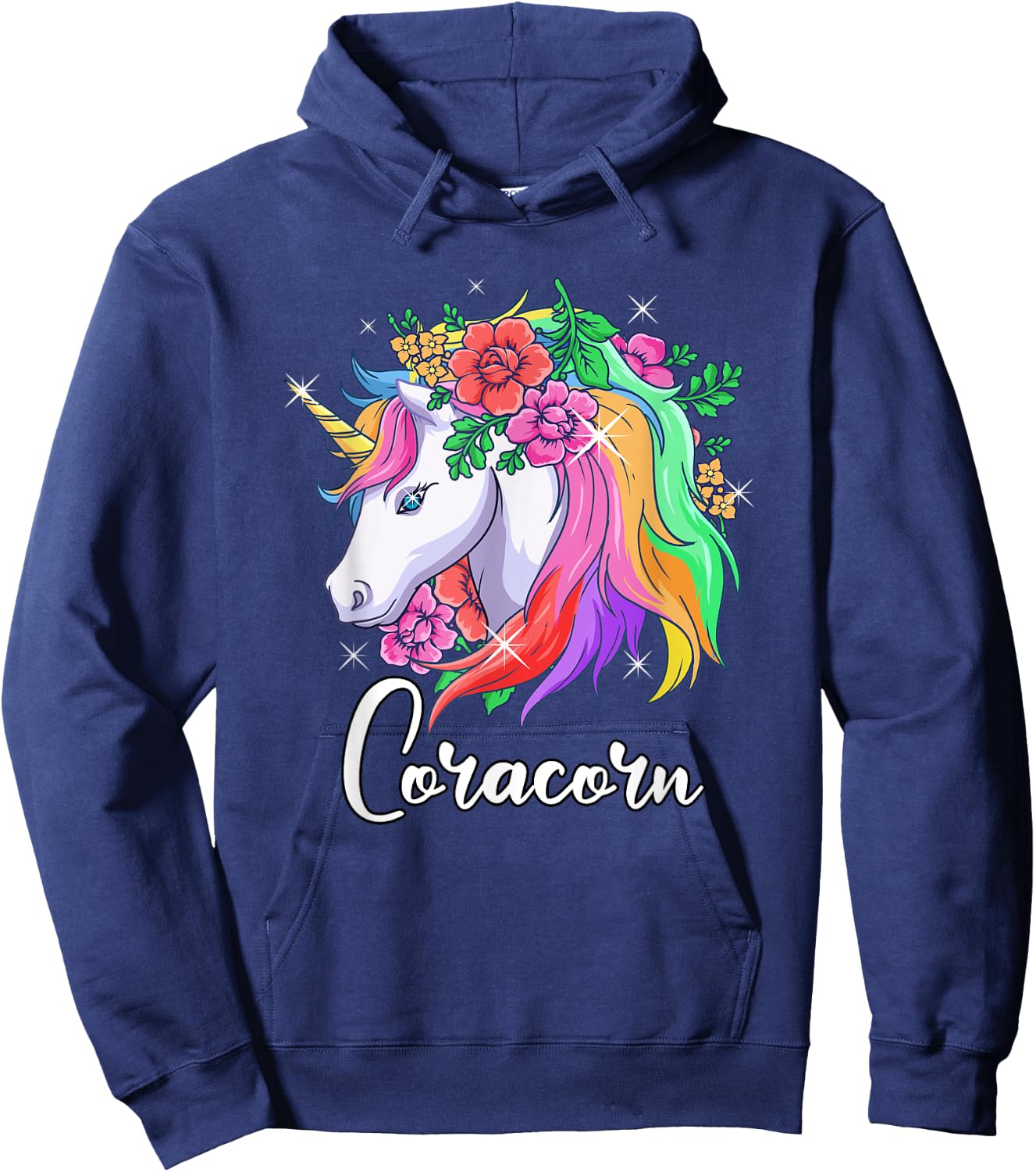 Cute Coracorn Personalized Name Unicorn Cora Hoodie - Hoodie | Navy
