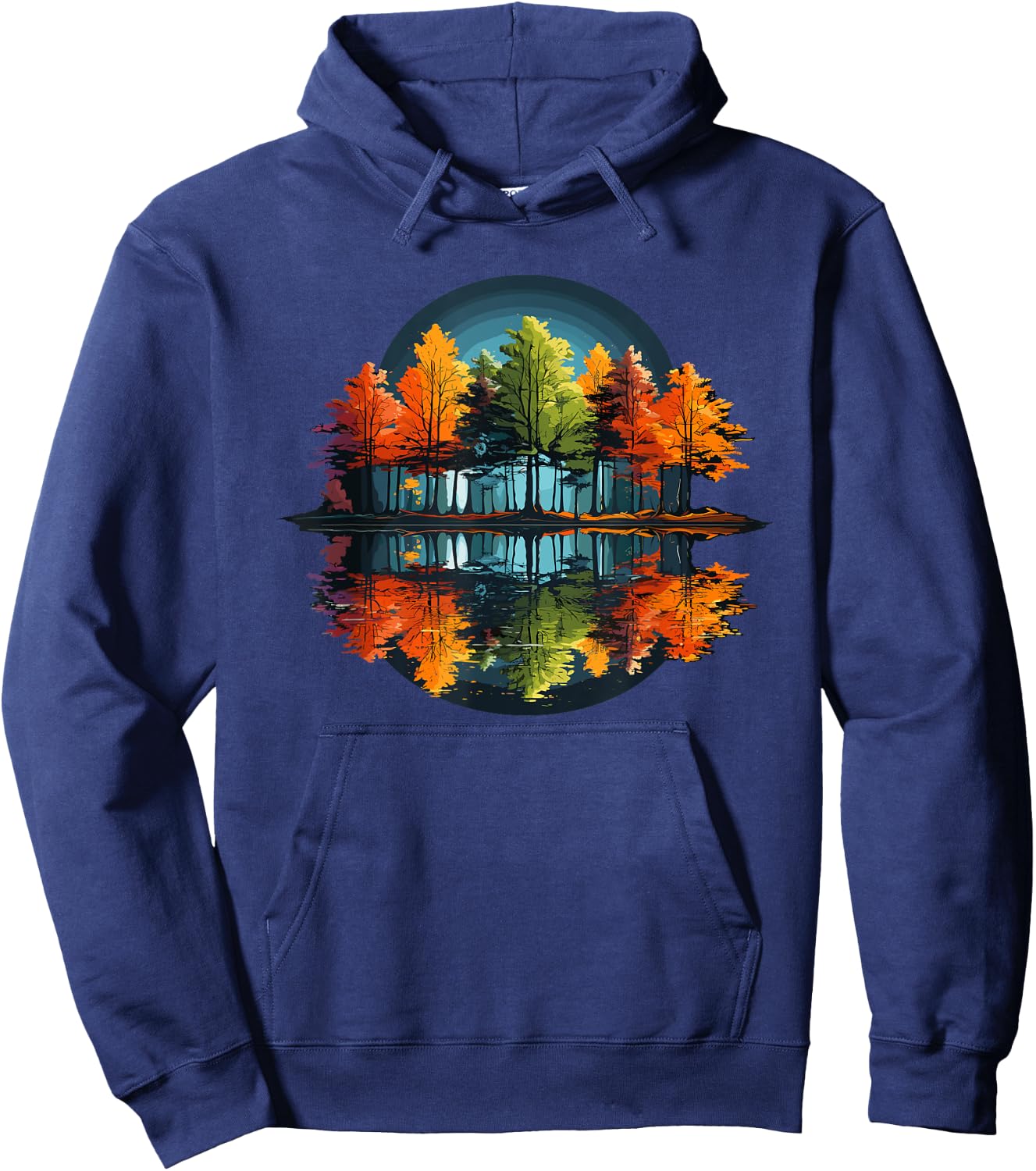 Nature Reflection Forest Trees Outdoor Wildlife Hoodie - Hoodie | Navy