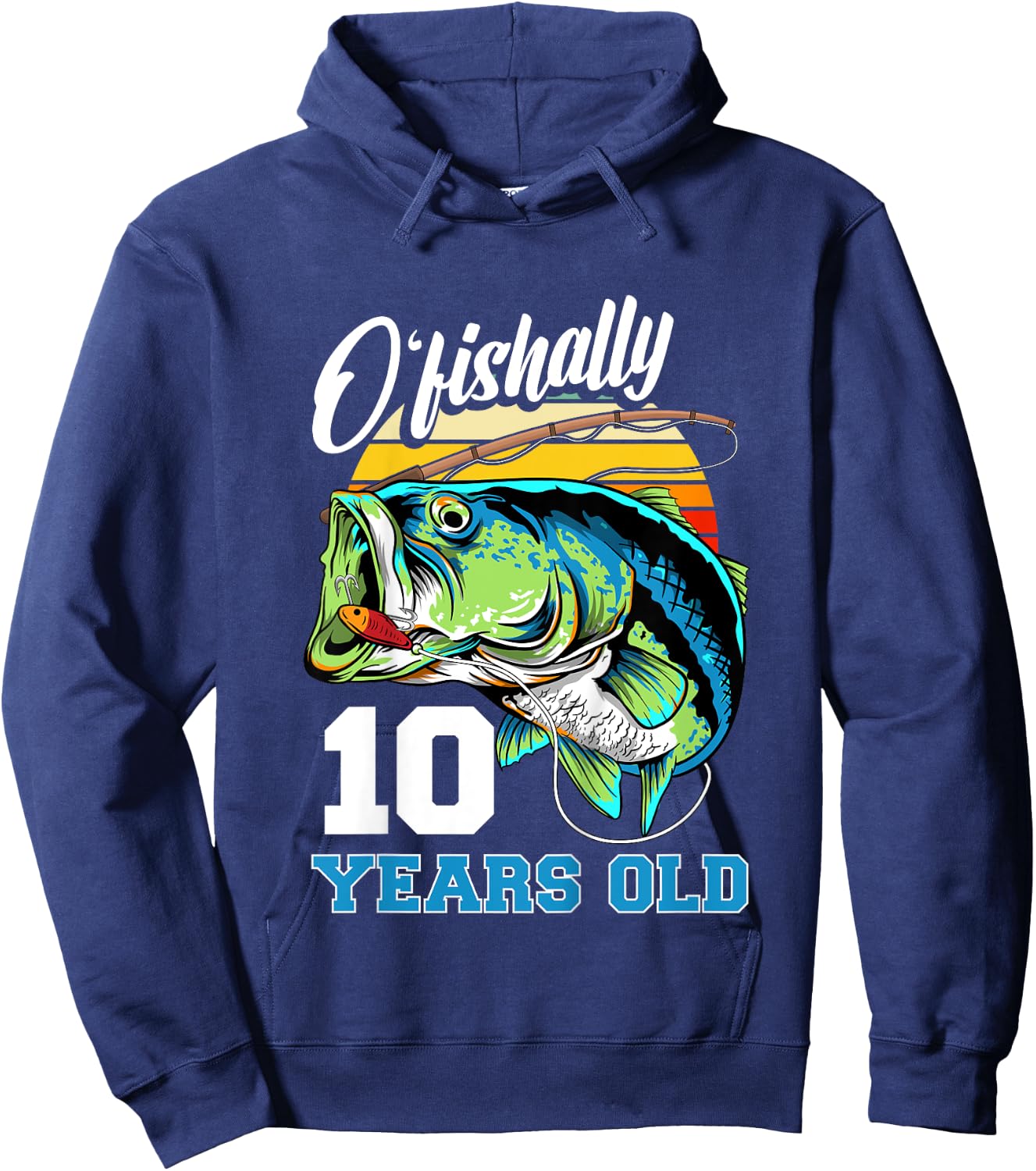Ofishally 10 Years Old Fisherman 10th Birthday Fishing Hoodie - Hoodie | Navy