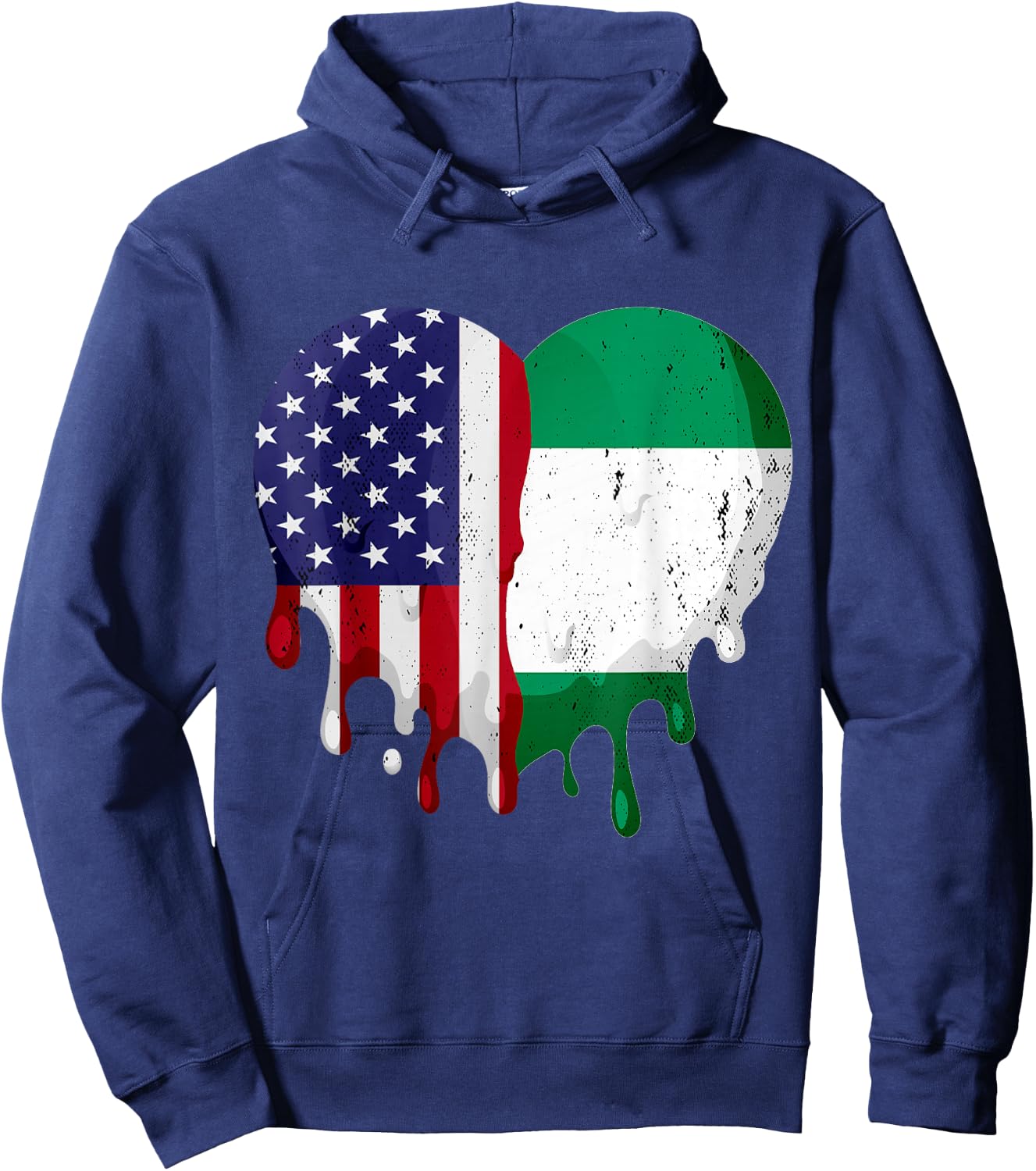 American Nigerian Heritage Month Nigeria Flag Heart Hoodie - Hoodie | Navy