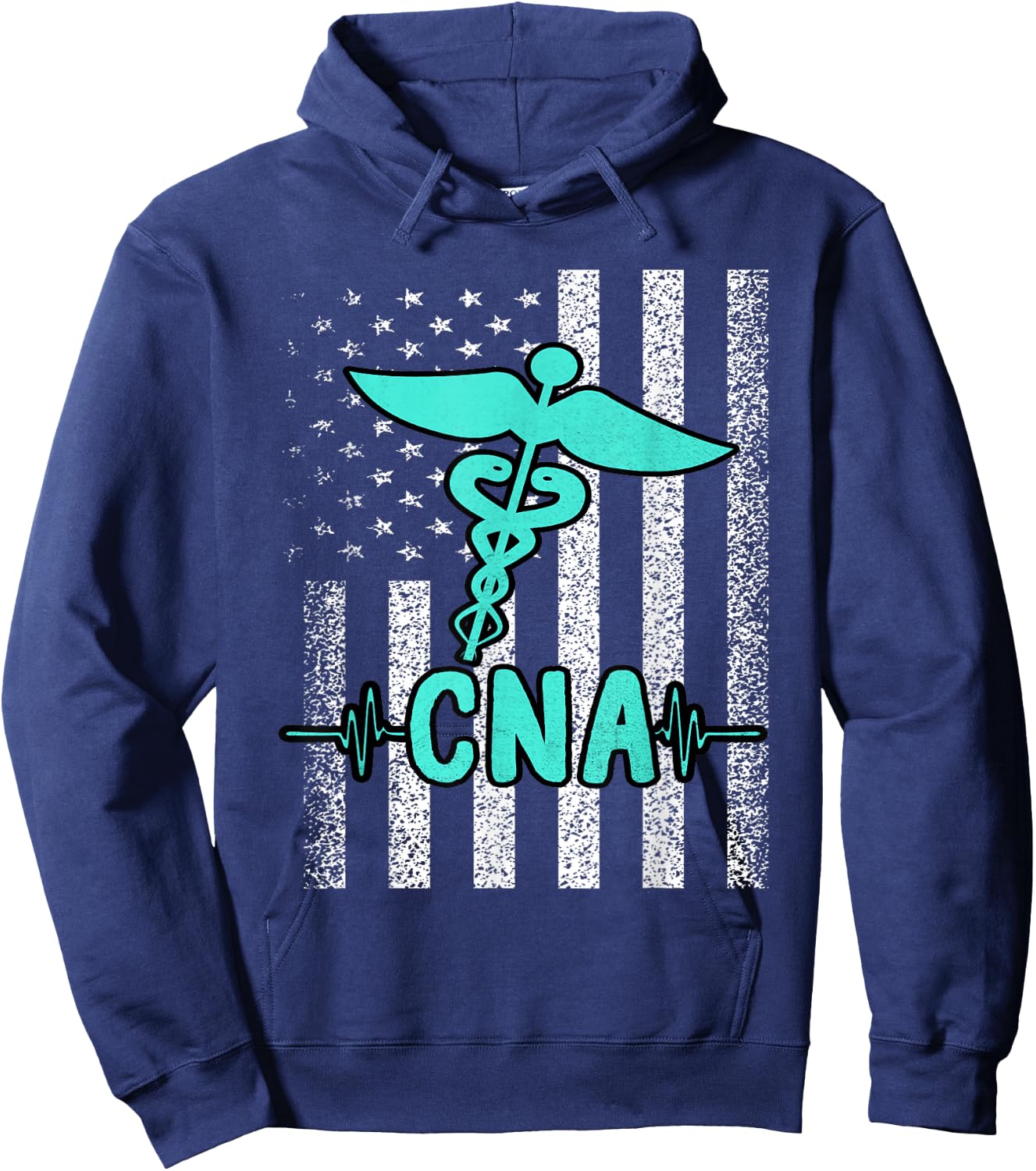 Nursing CNA Certified Nurse Assistant American Flag Vintage Men Hoodie - Hoodie | Navy