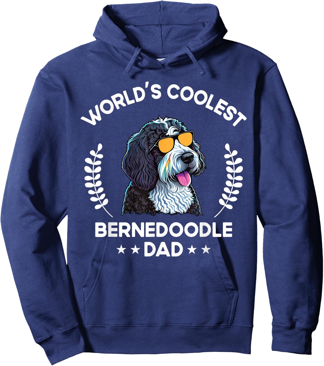 The Woof Wardrobe World's Coolest Dog Dad Papa Bernedoodle - Black, Small, Men, , Short Sleeve, , Modern Classic, Cotton Blend, All Seasons, Kids, Dog Themed Hoodie - Hoodie | Navy