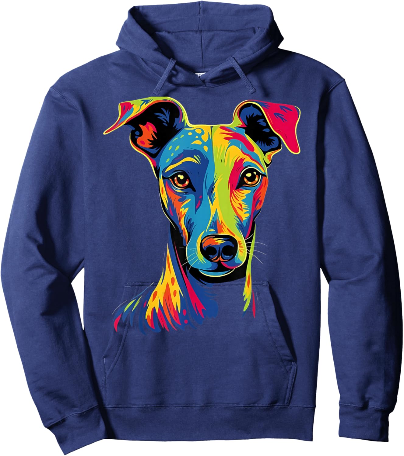 Funny Whippet Dog Mom or Dad Colorful Puppy Art Lover Black Hoodie - Hoodie | Navy
