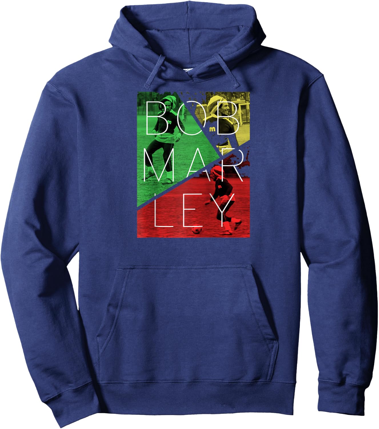 Bob Marley Soccer Split Raglan Baseball Hoodie - Hoodie | Navy