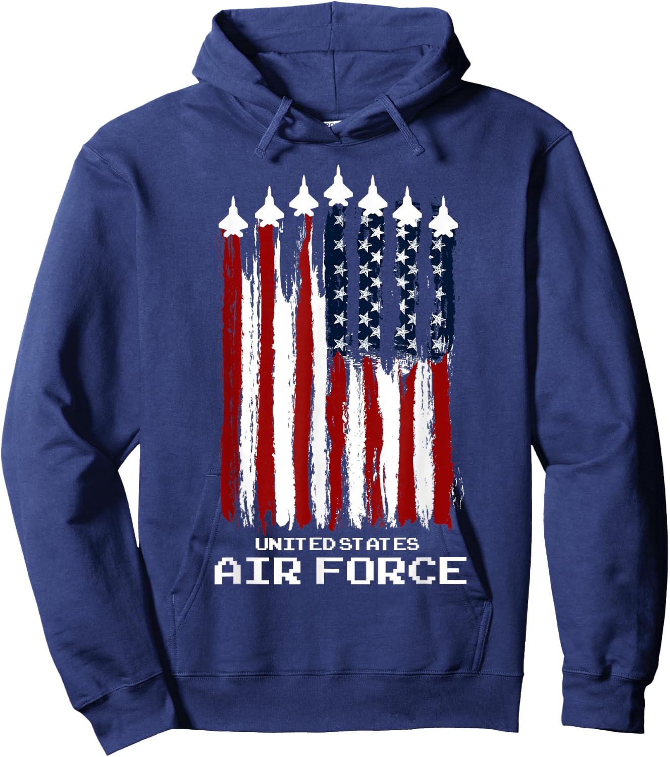 Vintage US Air Force Veterans USA American Flag 4th of July Hoodie - Hoodie | Navy