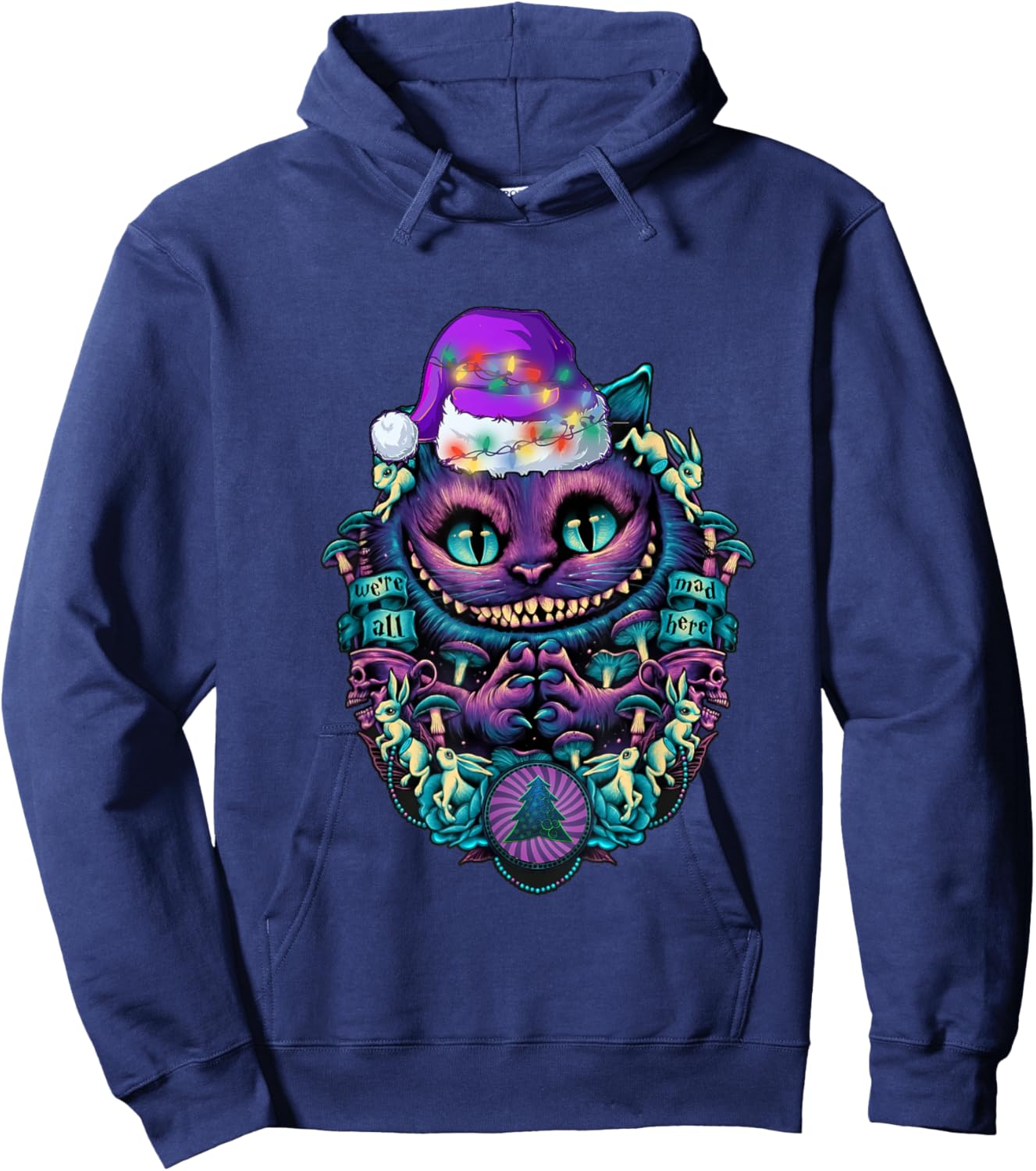 Cheshire Cat shirt Christmas Alice in Wonderland Graphic Hoodie - Hoodie | Navy