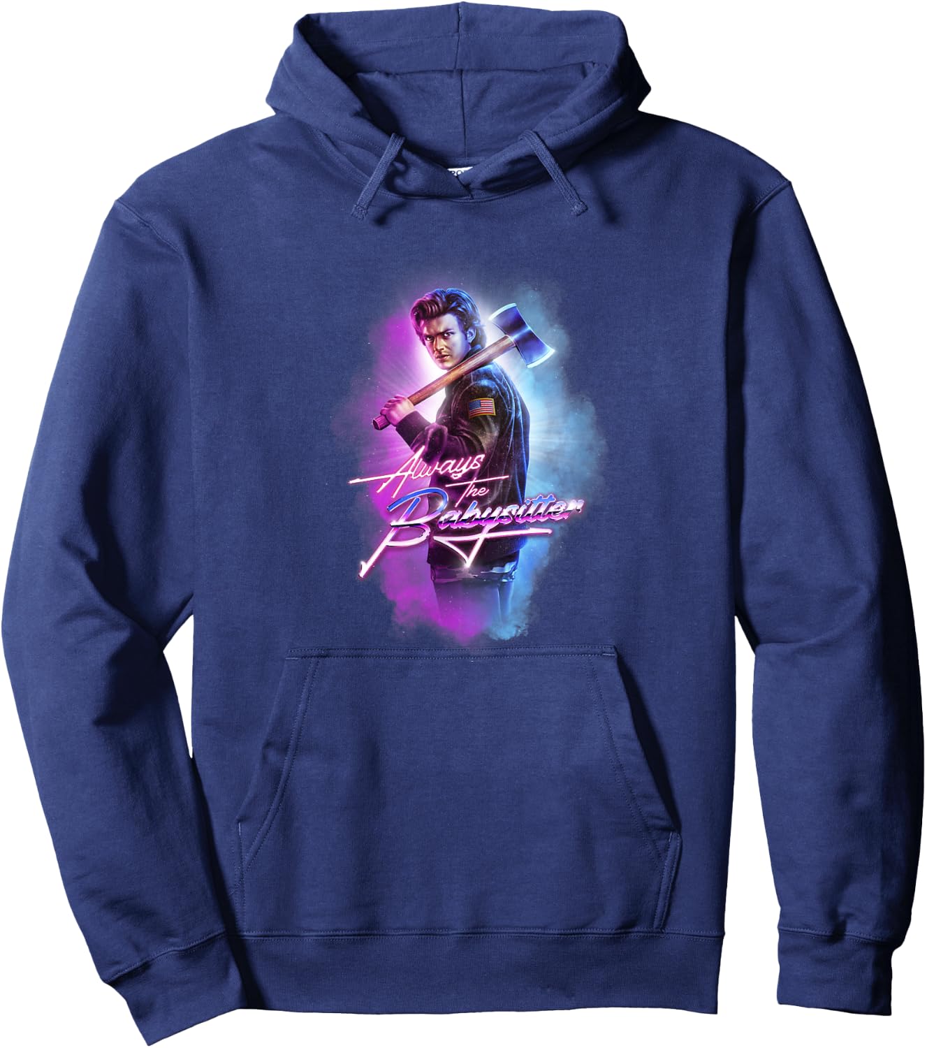 Stranger Things Steve Always The Babysitter Ax Retro Logo Hoodie - Hoodie | Navy