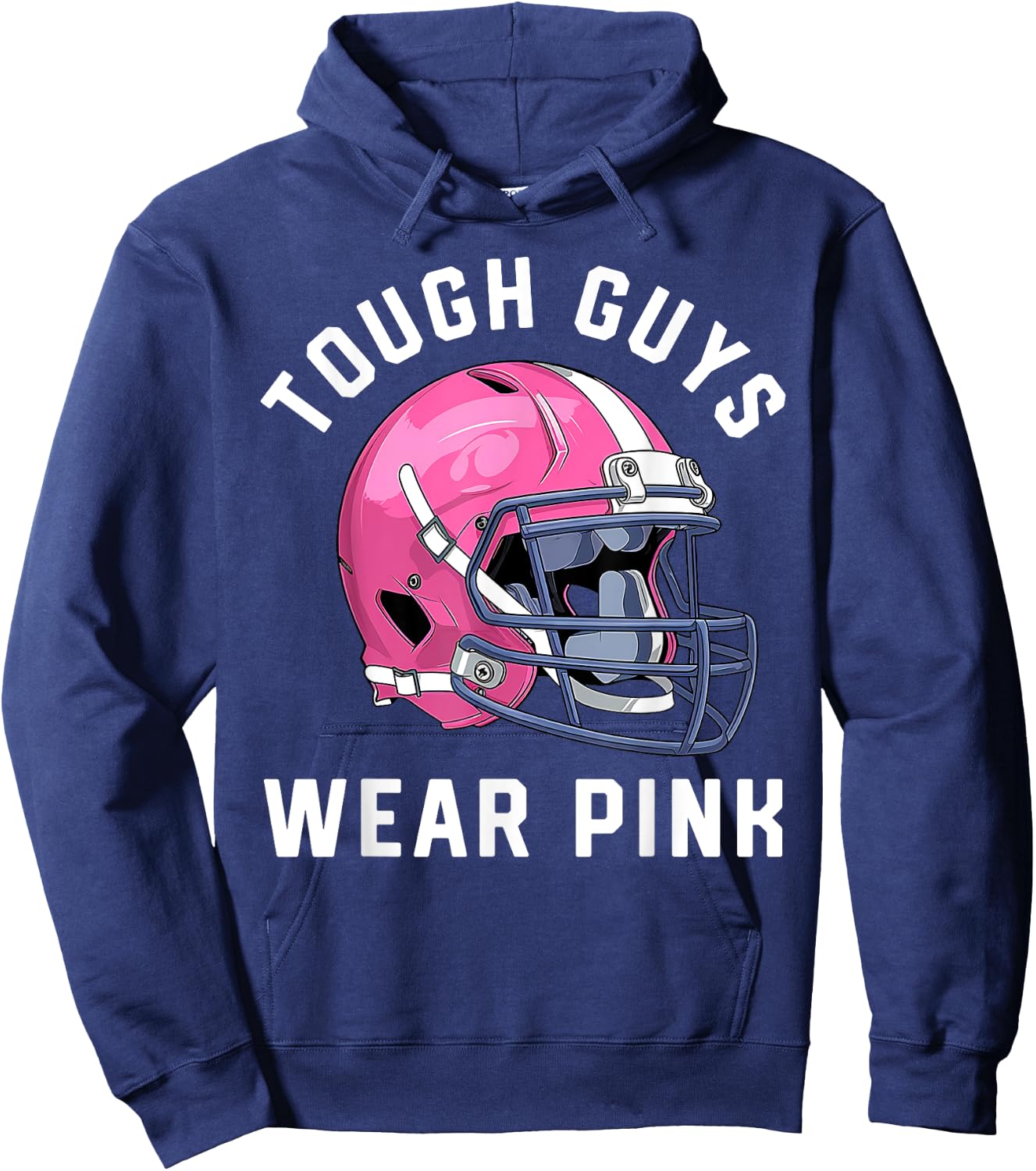 Tough Guys Wear Pink Breast Cancer Awareness Football Hoodie - Hoodie | Navy