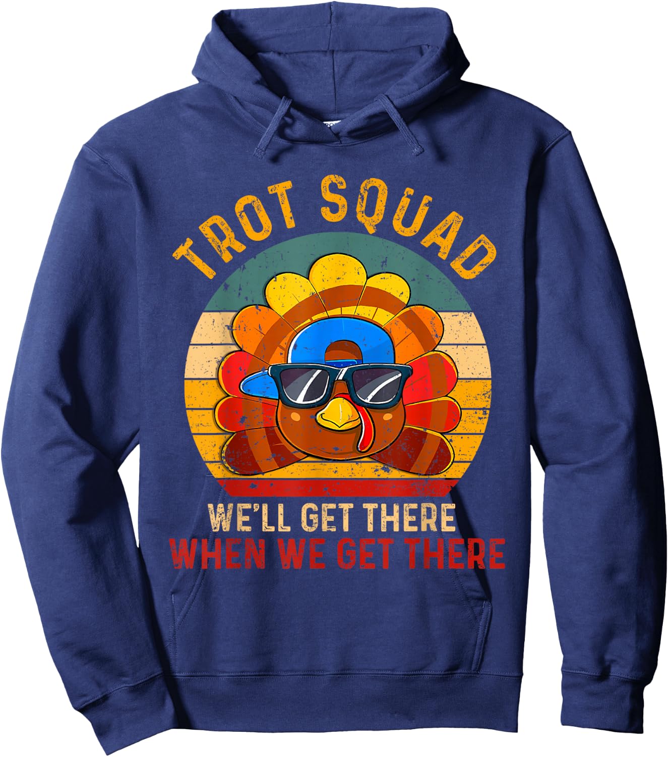 Turkey Trot Squad Funny Thanksgiving Running Costume Boy Men Hoodie - Hoodie | Navy