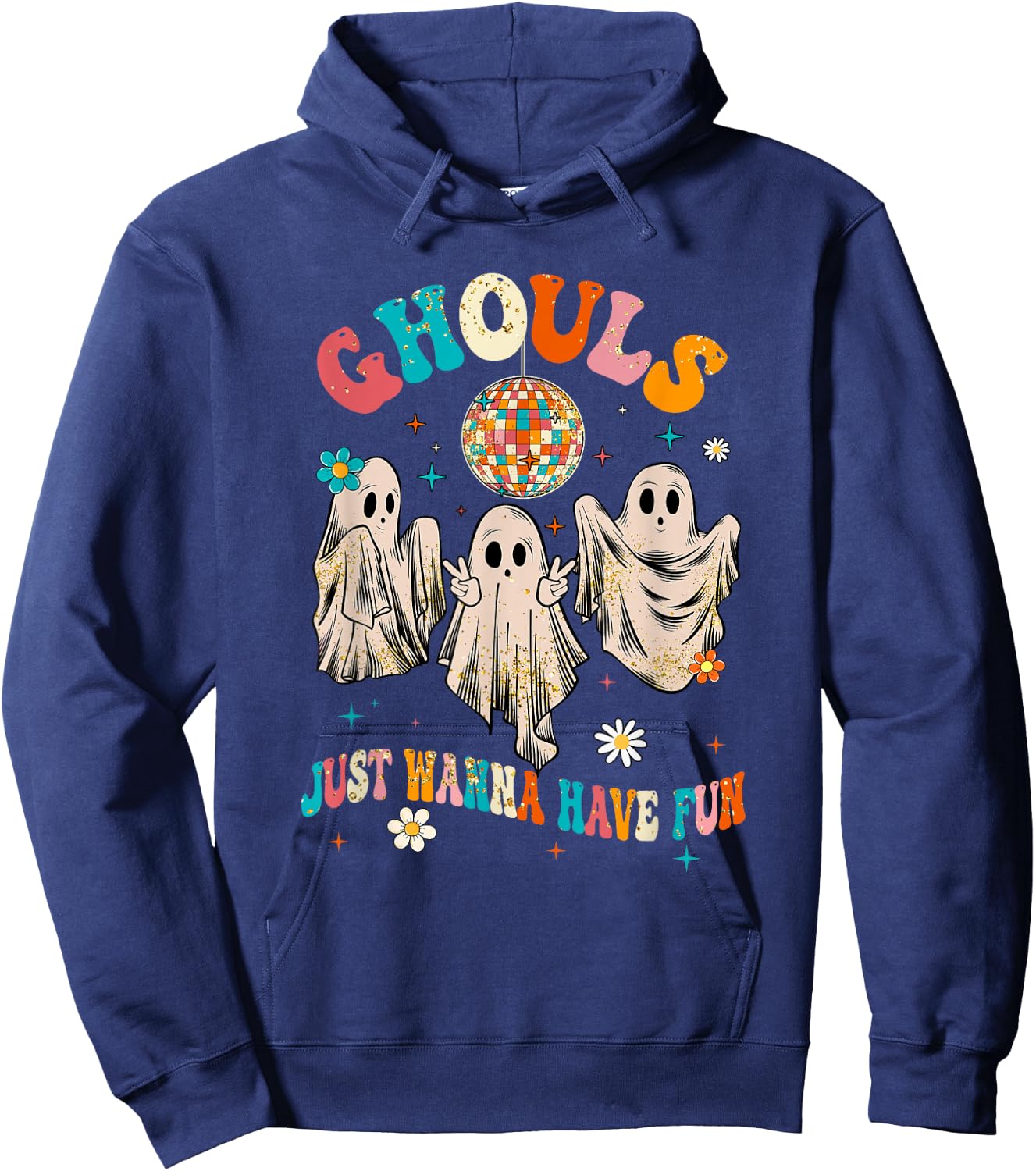 Groovy Ghouls Just Wanna Have Fun Halloween Spooky Season Hoodie - Hoodie | Navy