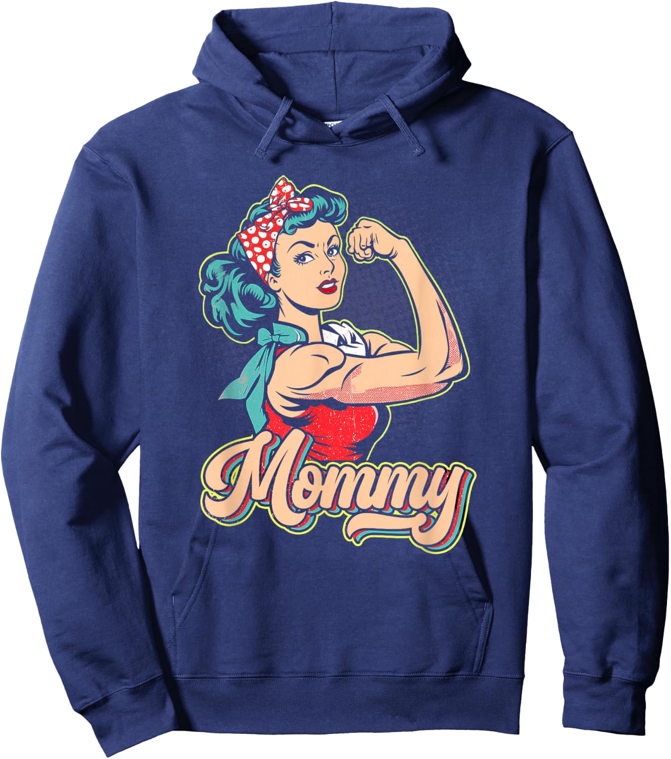 Mommy Muscle Retro Weightlifting And Bodybuilding Gym Mom Hoodie - Hoodie | Navy