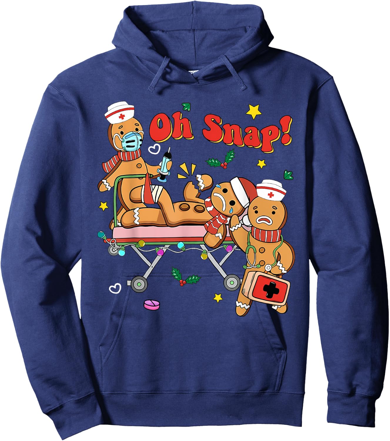 Oh Snap Gingerbread Nurse Christmas Xmas Groovy Retro Funny Hoodie - Hoodie | Navy