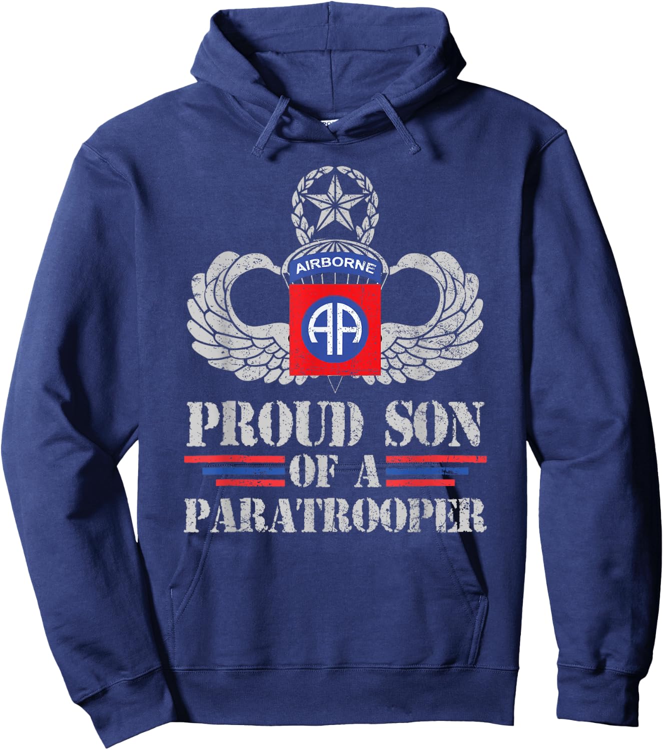 Proud Son Of 82nd Airborne Division Veteran Paratrooper Hoodie - Hoodie | Navy