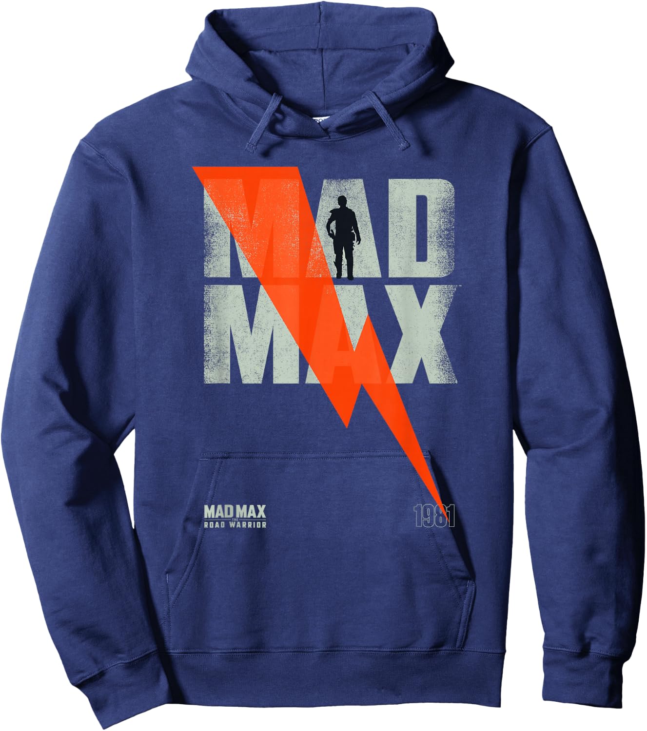 WB100 Mad Max The Road Warrior 1981 Vintage Lightning Poster Hoodie - Hoodie | Navy