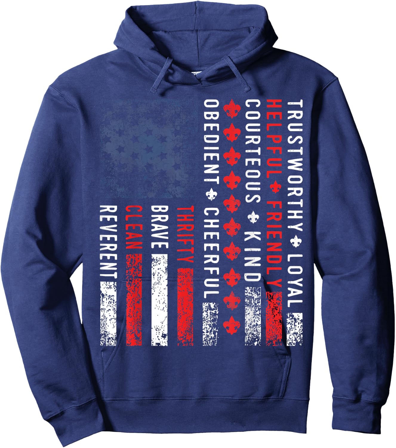 Scouting Law Vintage US America Flag Scouting Hoodie - Hoodie | Navy