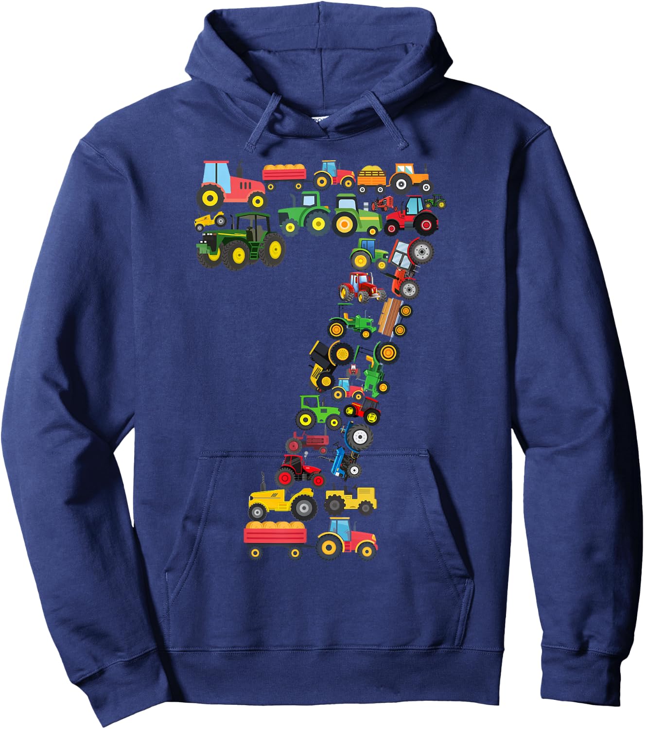 Fun Kids 7th Birthday Farm Tractor 7 Years Old Birthday Hoodie - Hoodie | Navy