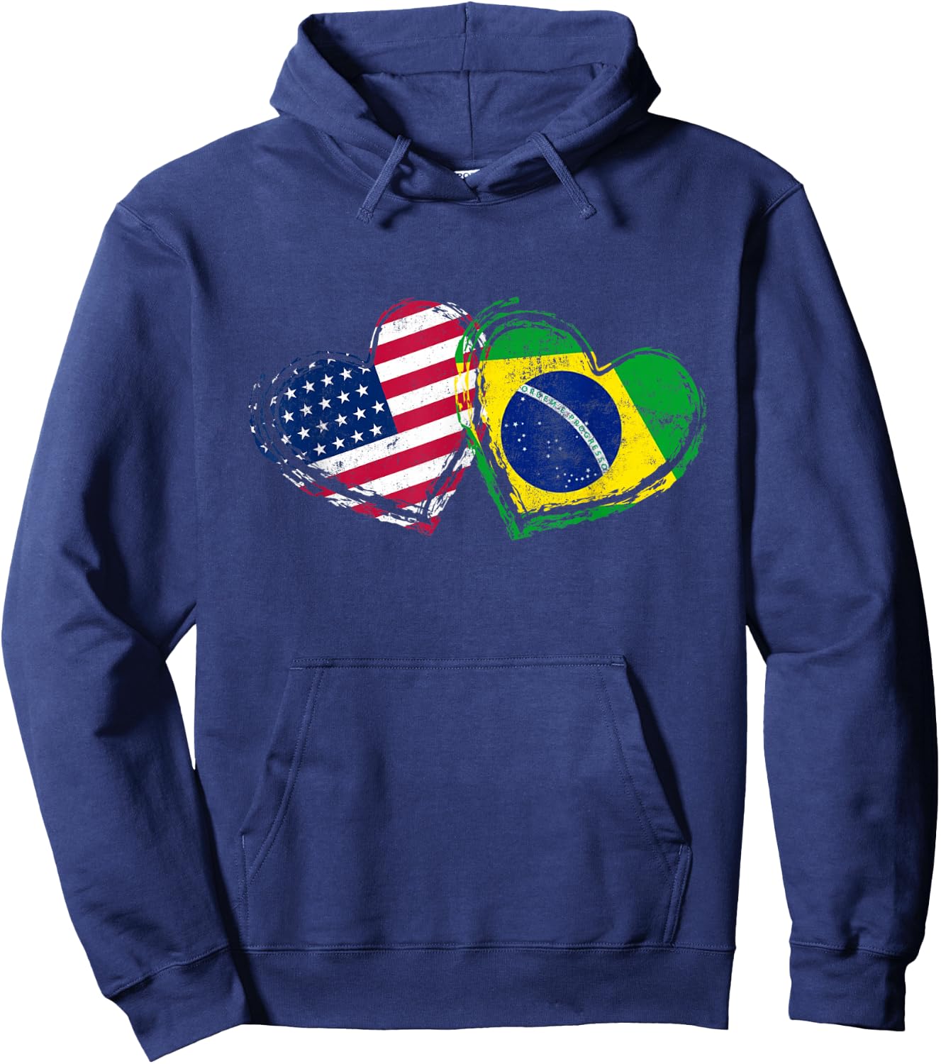 Brazil American Flag Heart Brazilian American Love Hoodie - Hoodie | Navy